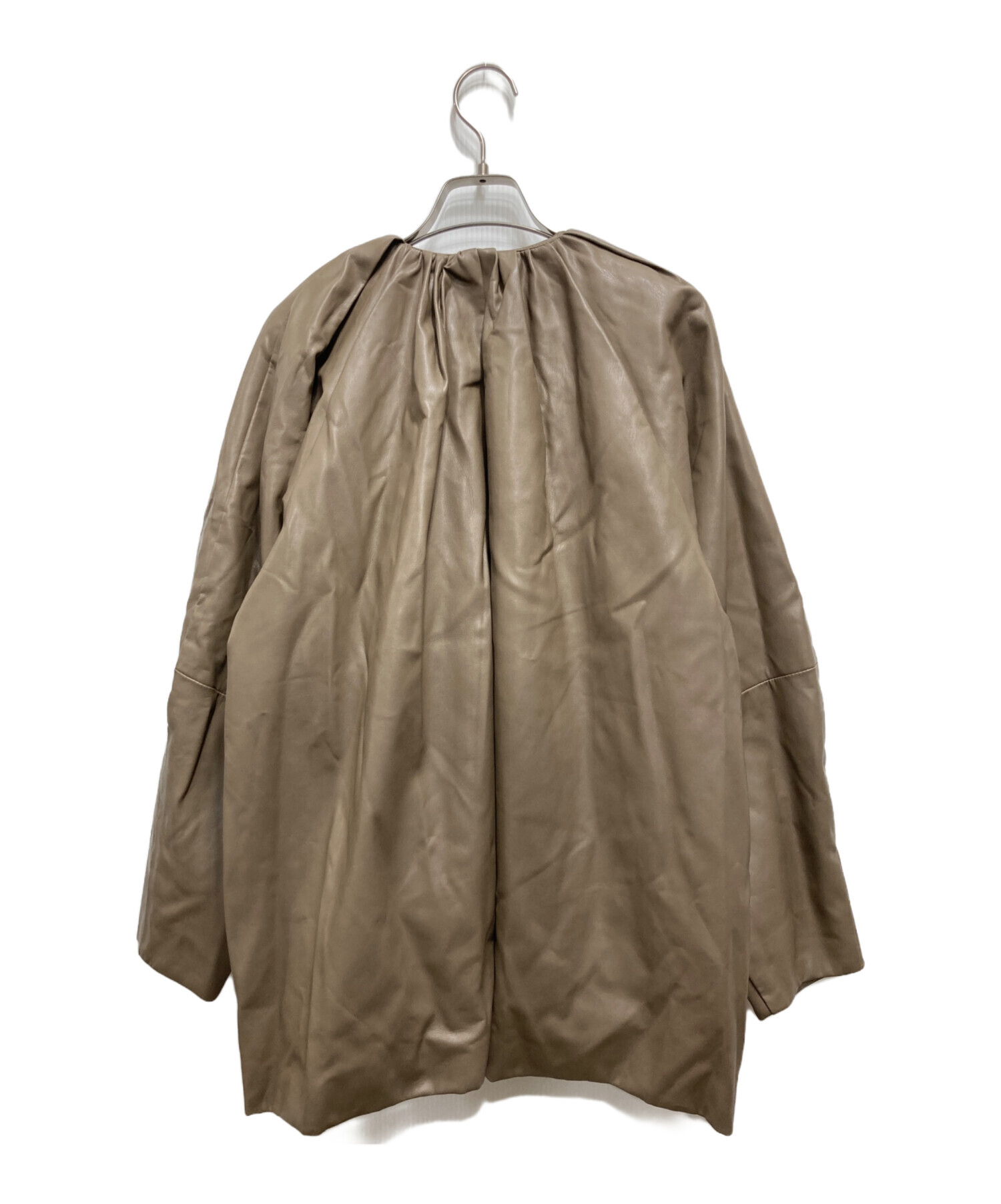 ジャケット・アウター CLANE EGG FAKE LEATHER JACKET 中古・古着通販】CLANE (クラネ) EGG FAKE LEATHER JACKET” ブラウン