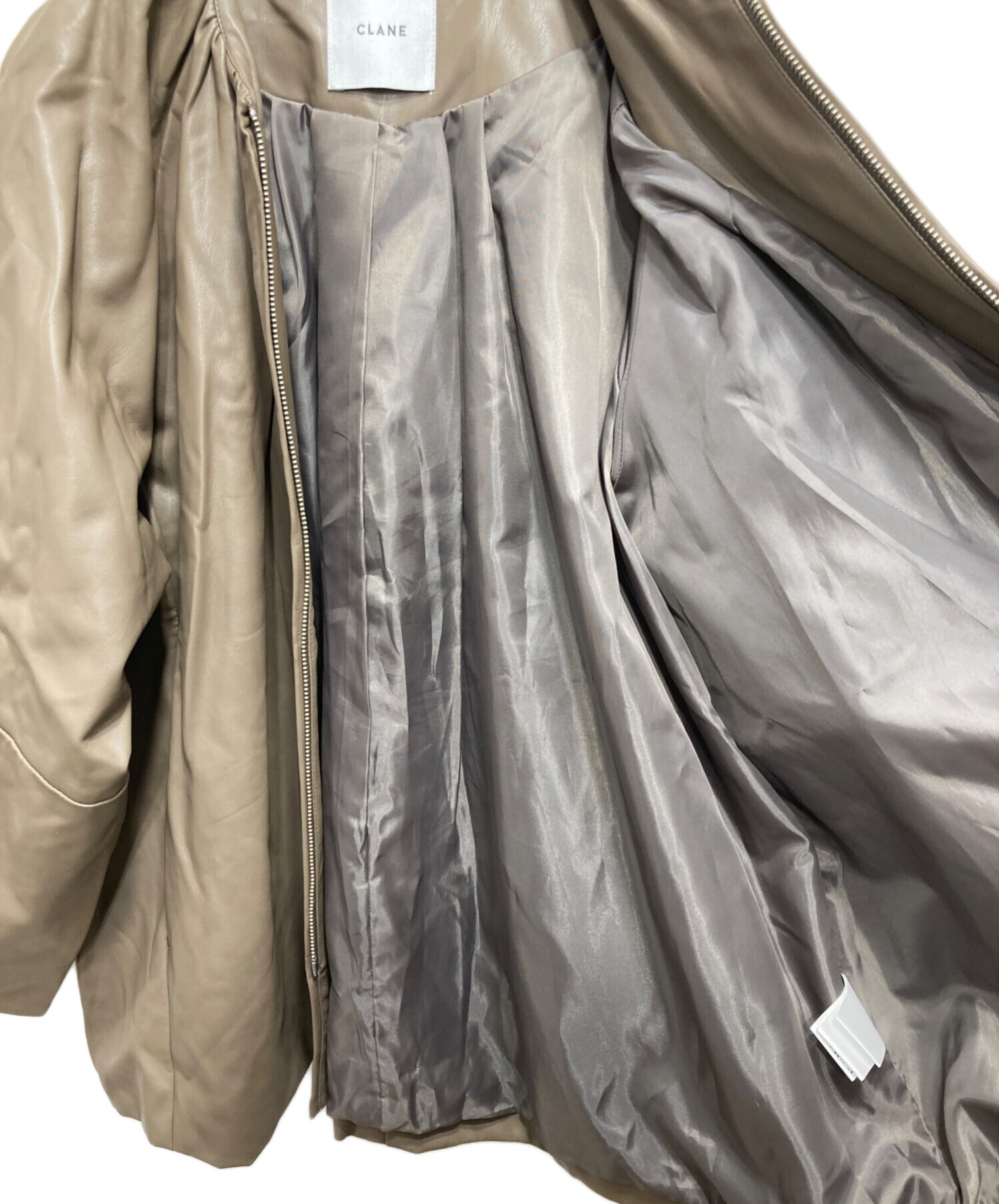 中古・古着通販】CLANE (クラネ) EGG FAKE LEATHER JACKET” ブラウン