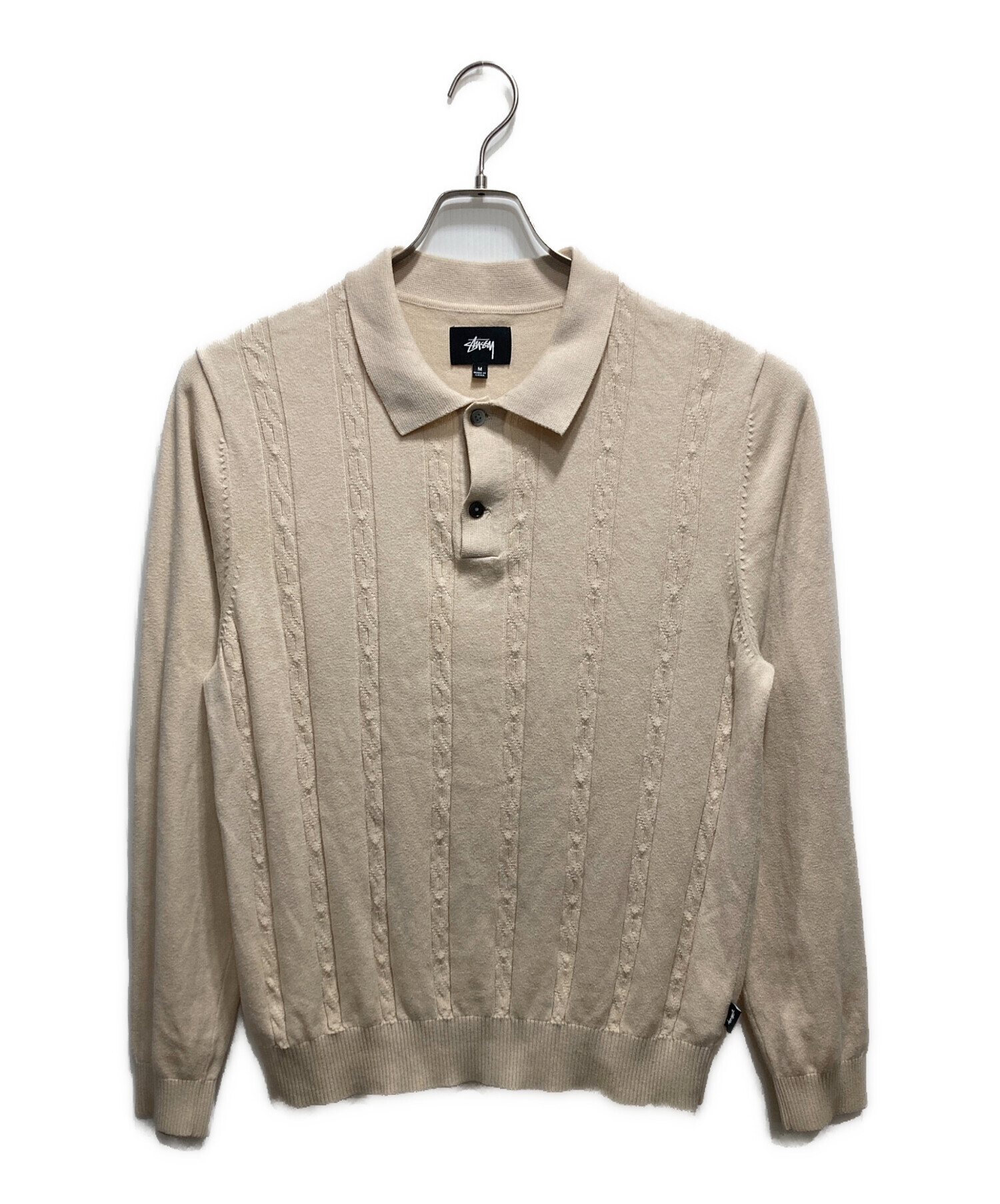 中古・古着通販】stussy (ステューシー) ニットポロシャツ ベージュ
