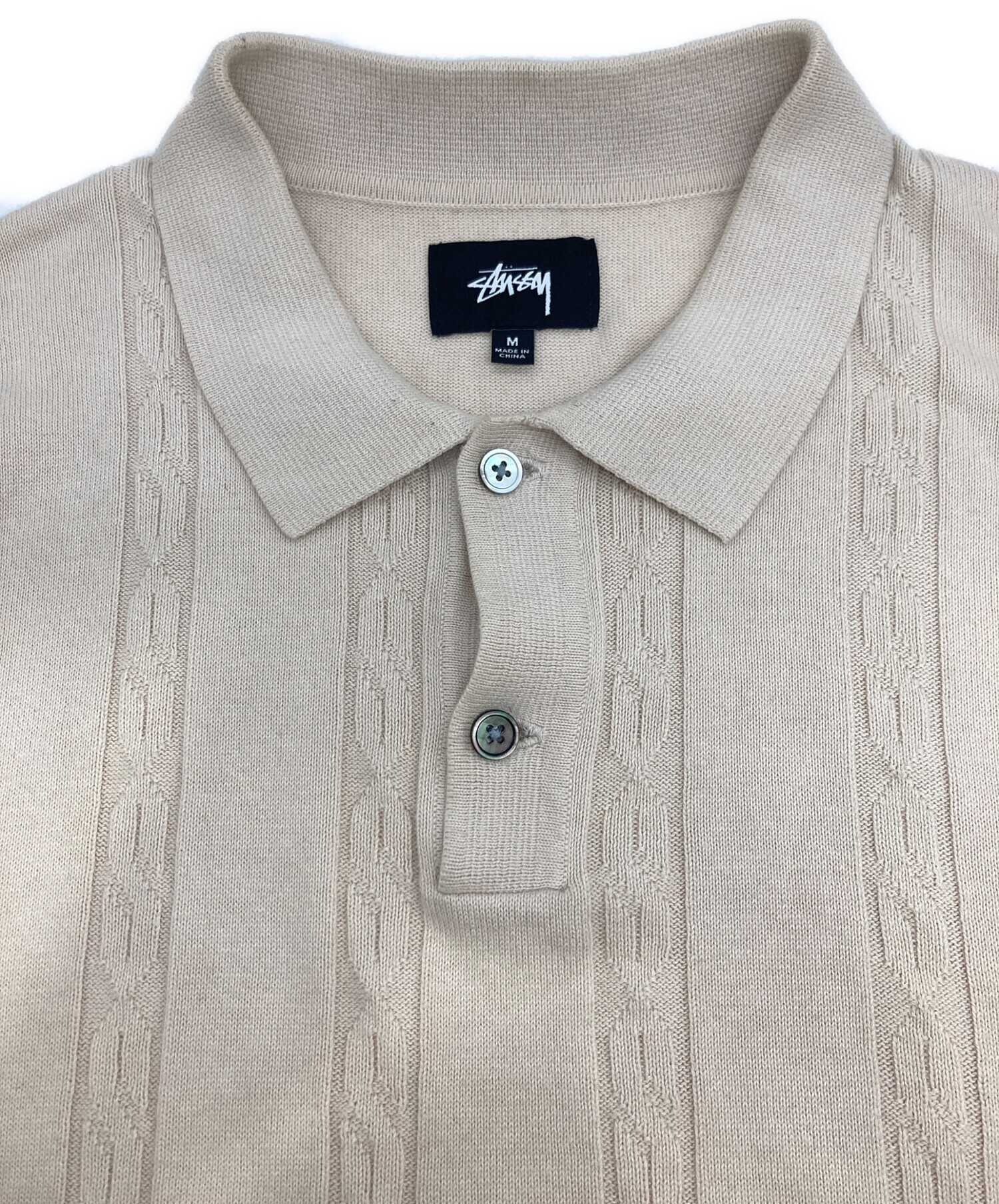 中古・古着通販】stussy (ステューシー) ニットポロシャツ ベージュ