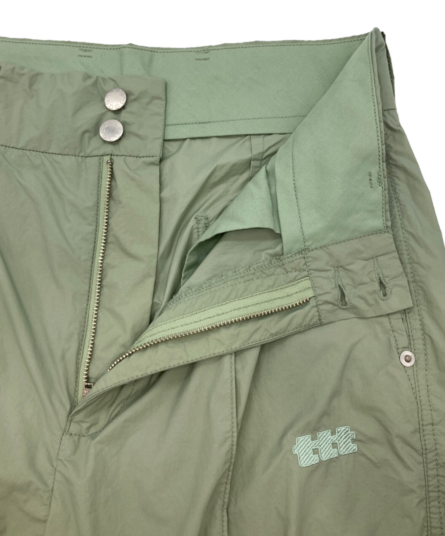 【タグ付】TTT MSW 24SS ナイロンパンツ 花柄チャーム 緑 M 中古・古着通販】TTT MSW (ティー) New Standard Straight Pants