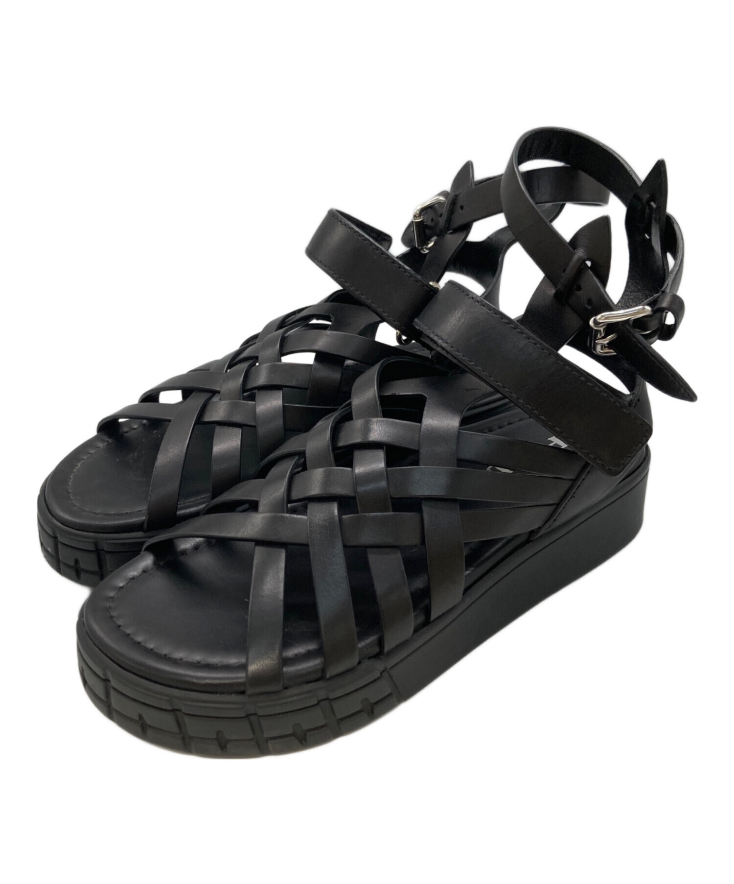 中古・古着通販】PRADA (プラダ) メッシュサンダル ブラック サイズ
