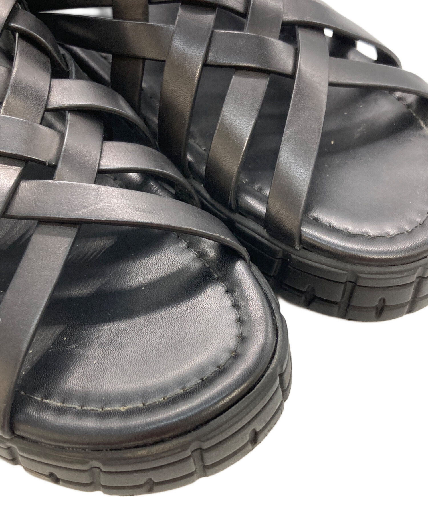 PRADA ブラック メッシュフラットサンダル