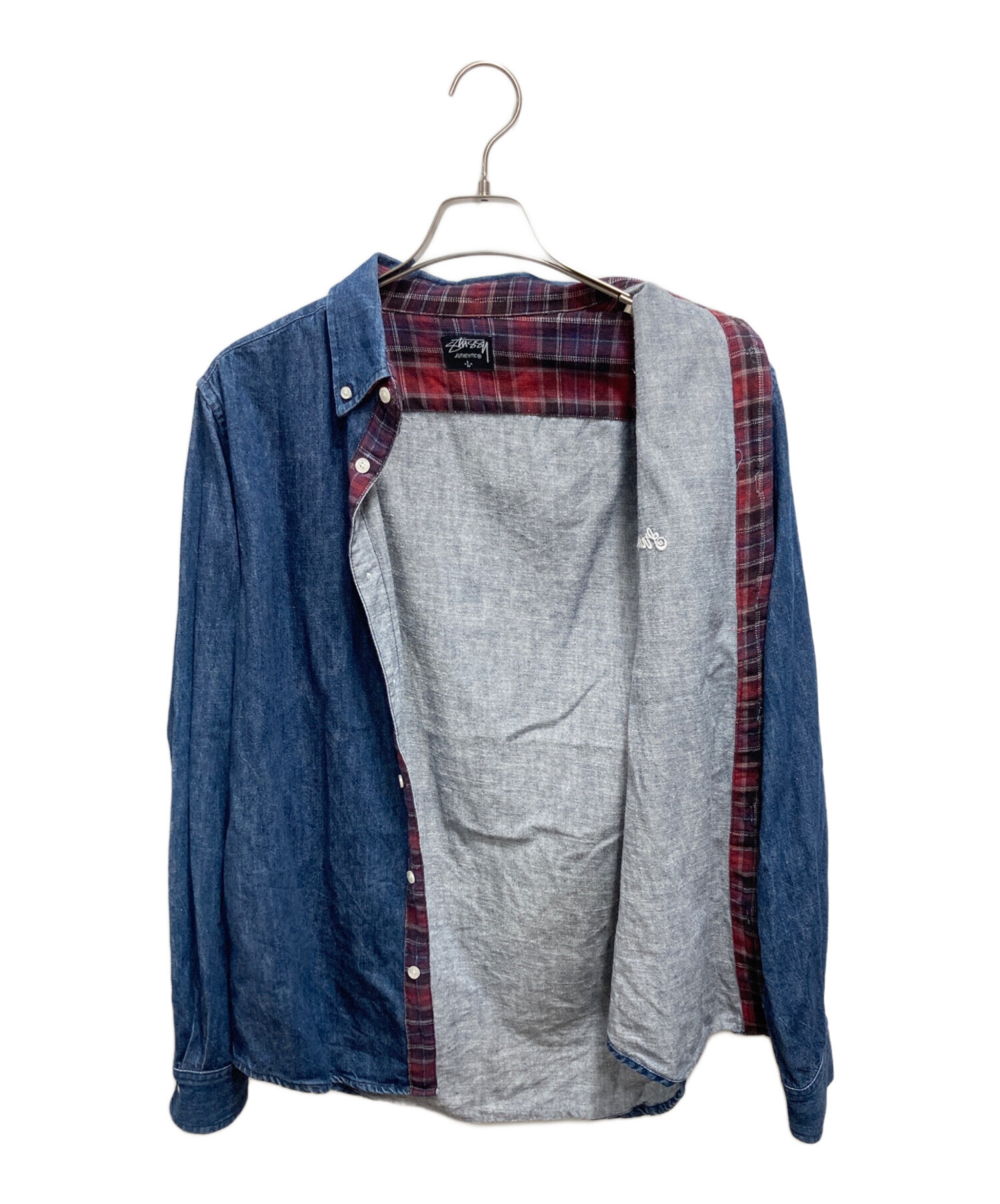 stussyデニムシャツ 中古・古着通販】stussy (ステューシー) デニムシャツ ネイビー サイズ