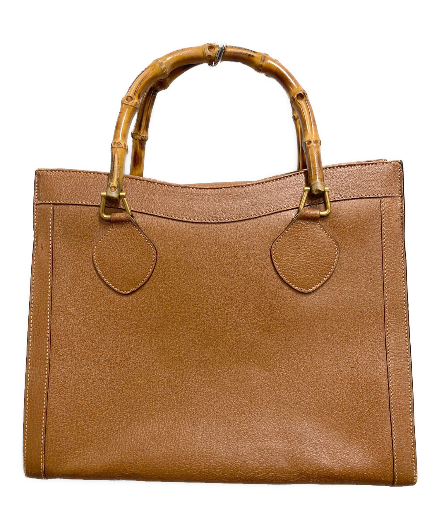中古・古着通販】GUCCI (グッチ) レザーバンブートートバッグ ブラウン 