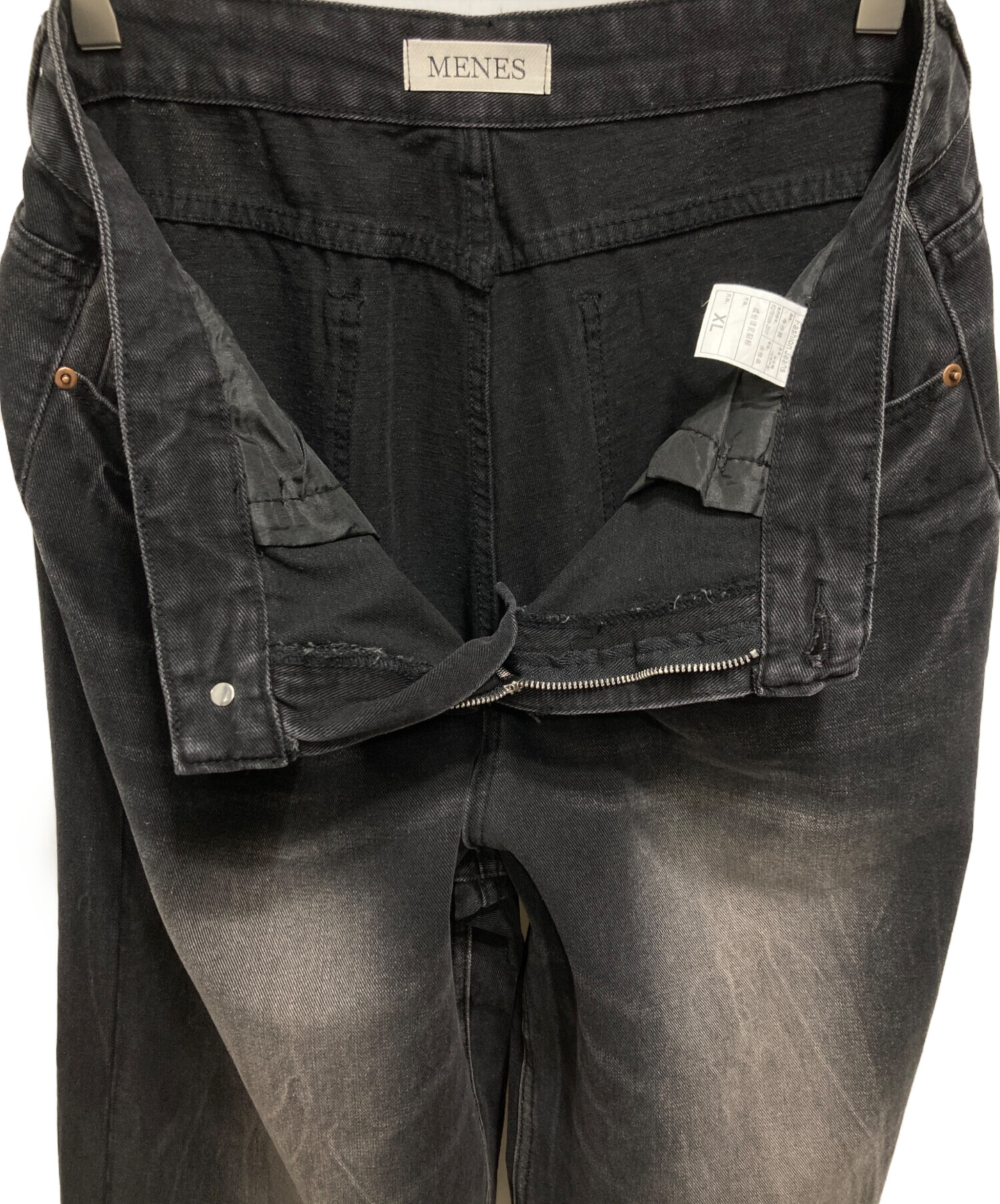 中古・古着通販】MENES (メネス) デニムバギーパンツ ブラック サイズ 