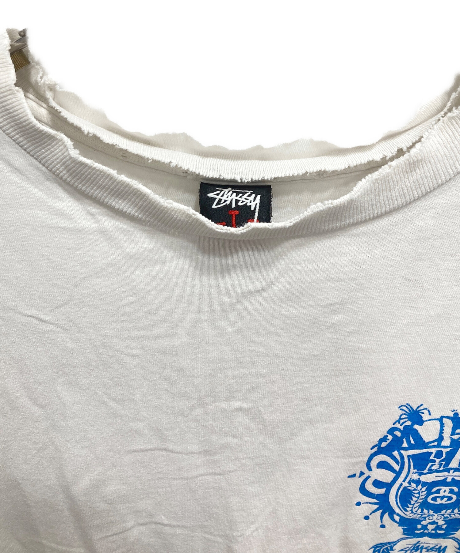 ステューシー　総柄　シャドーマン　ロゴ　刺繍　ハーフ 中古・古着通販】stussy (ステューシー) シャドーマンサックスロゴ
