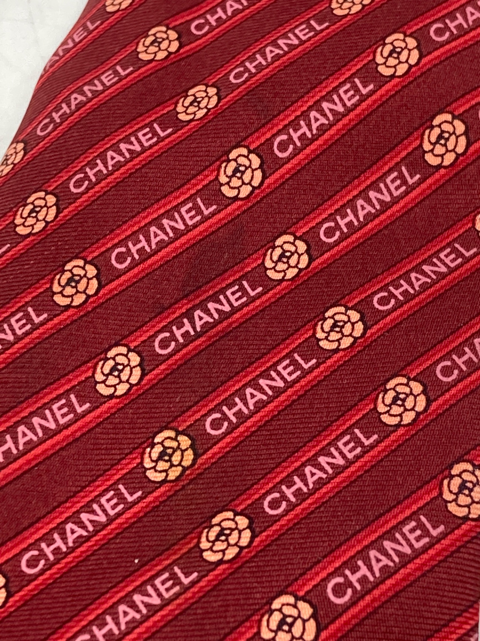 中古・古着通販】CHANEL (シャネル) カメリアストライプネクタイ