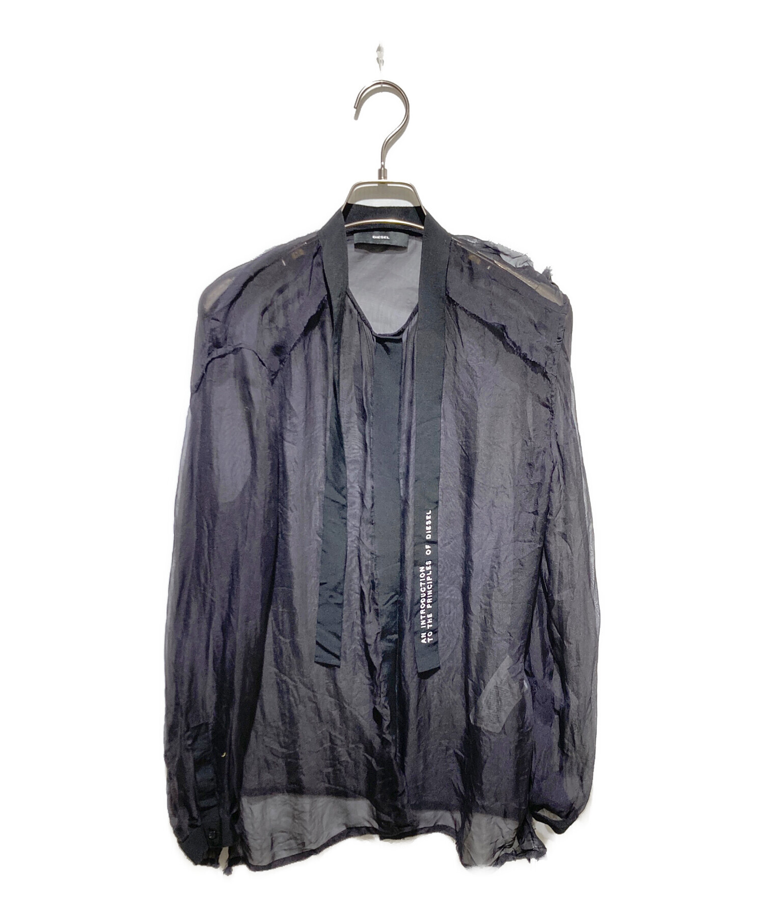 中古・古着通販】DIESEL (ディーゼル) ロゴテープシアーブラウス 