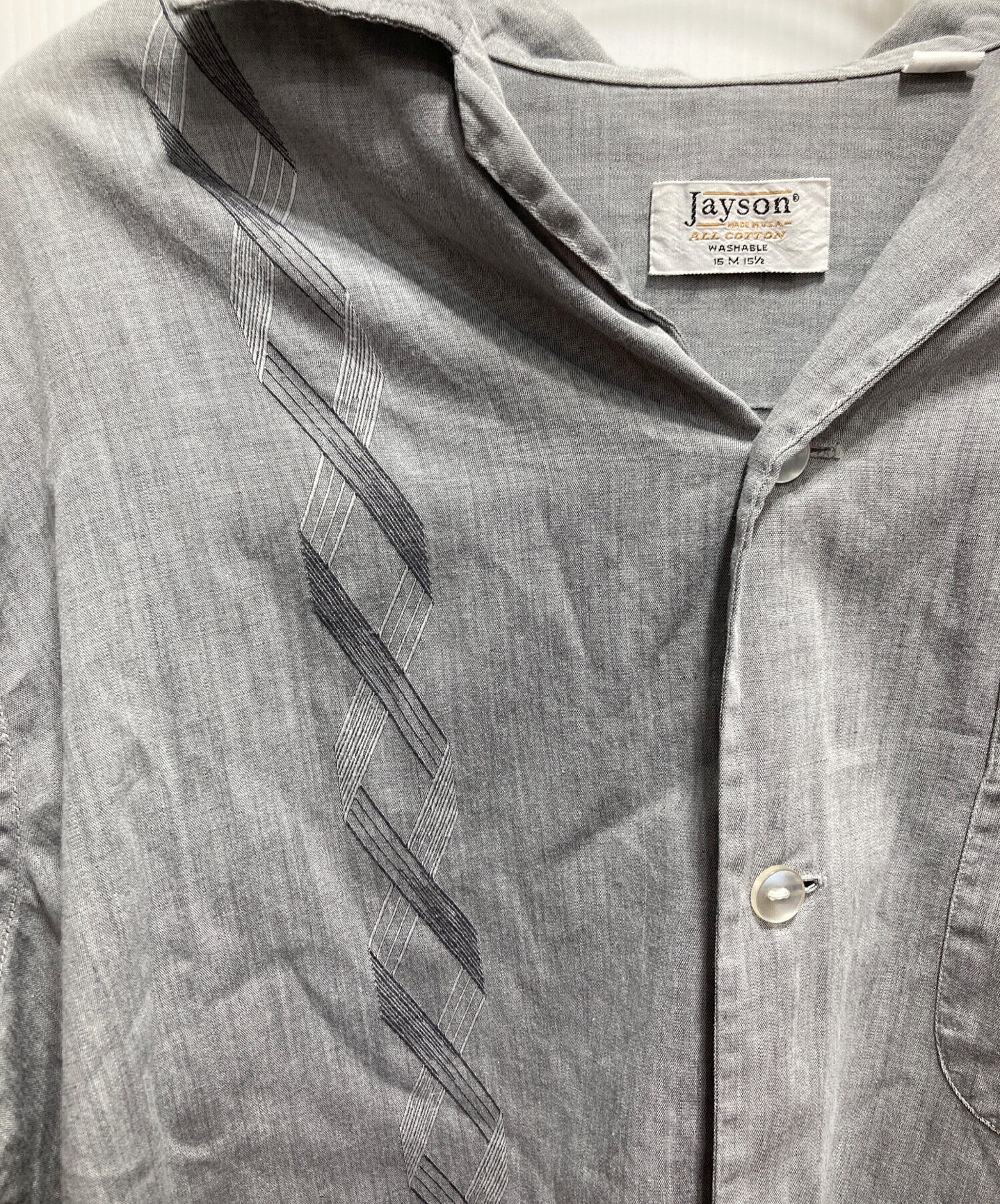 60s USAヴィンテージ古着 オープンカラーシャツ 15ハーフ Mサイズ 中古・古着通販】jayson (ジェイソン) USA製 60sヴィンテージ刺繍