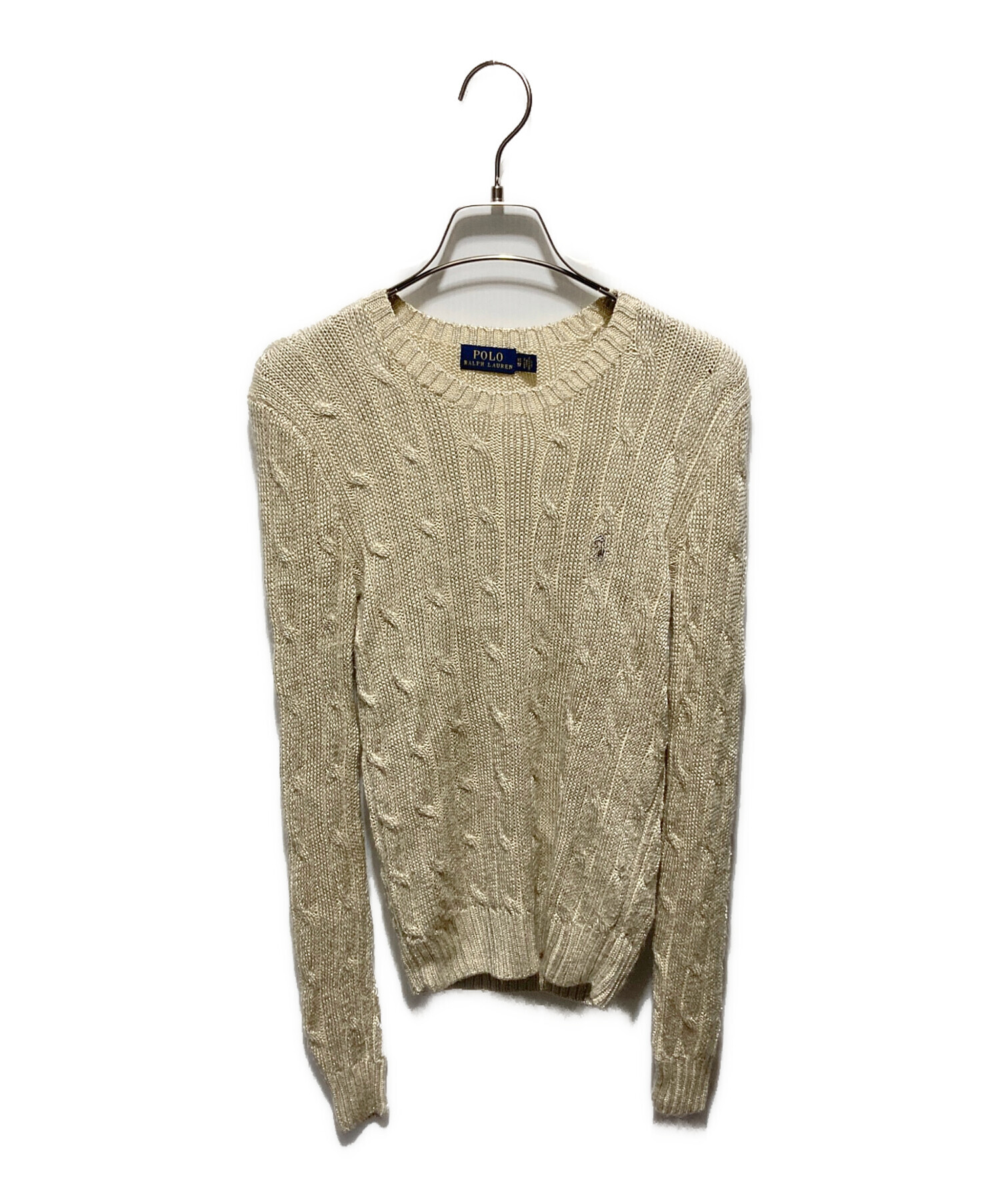 希少XSサイズ　ポロ 半袖ケーブルニットセーター ベージュ ケーブルポロ半袖ニット（ニット/セーター）｜Chico（チコ）の