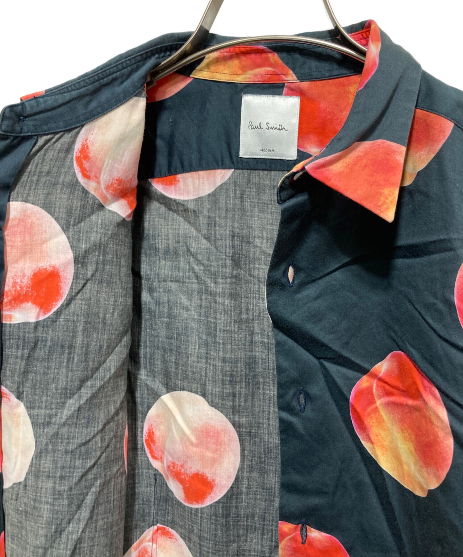 中古・古着通販】Paul Smith (ポールスミス) ピーチ柄シャツ ネイビー 
