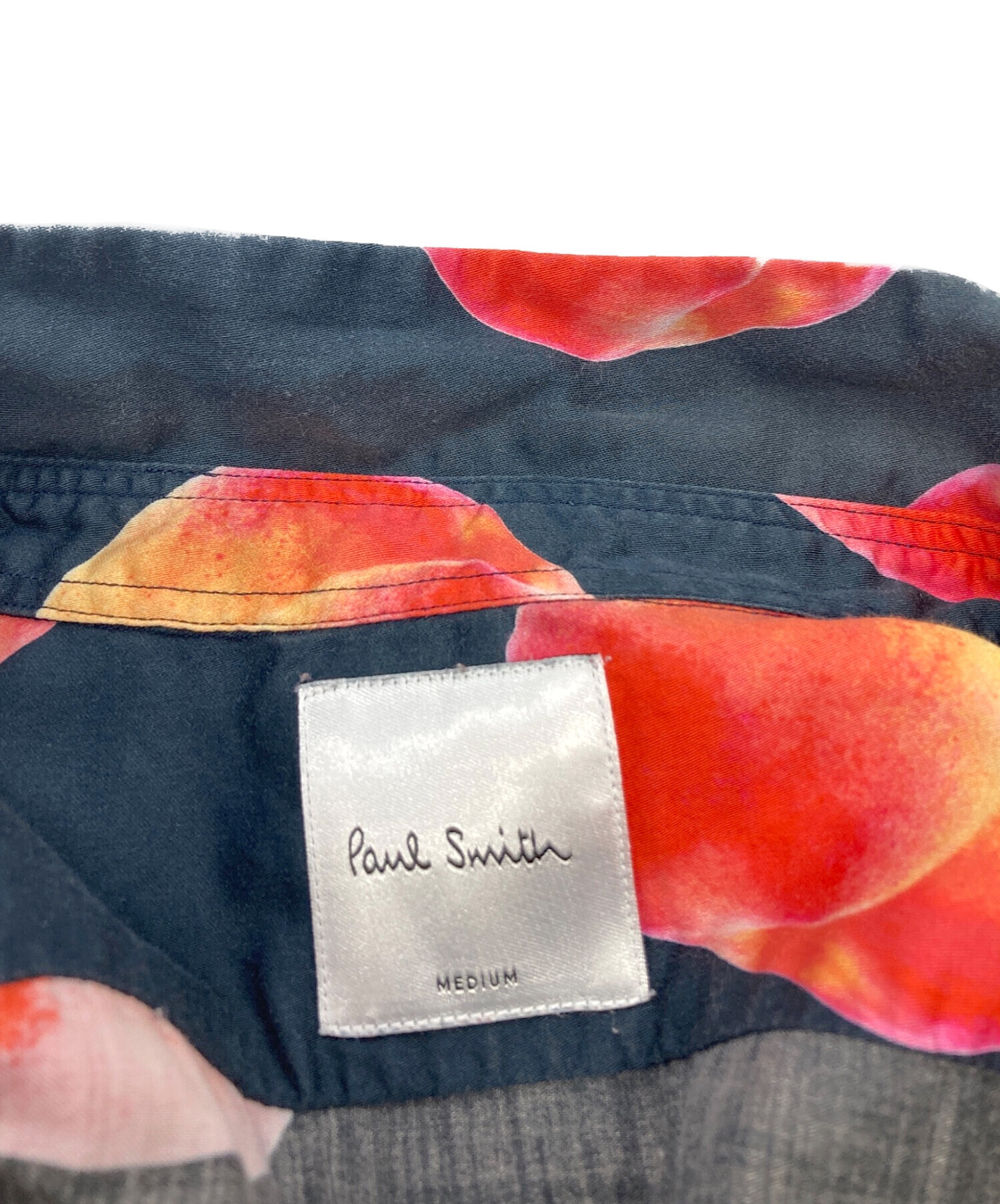 中古・古着通販】Paul Smith (ポールスミス) ピーチ柄シャツ ネイビー 