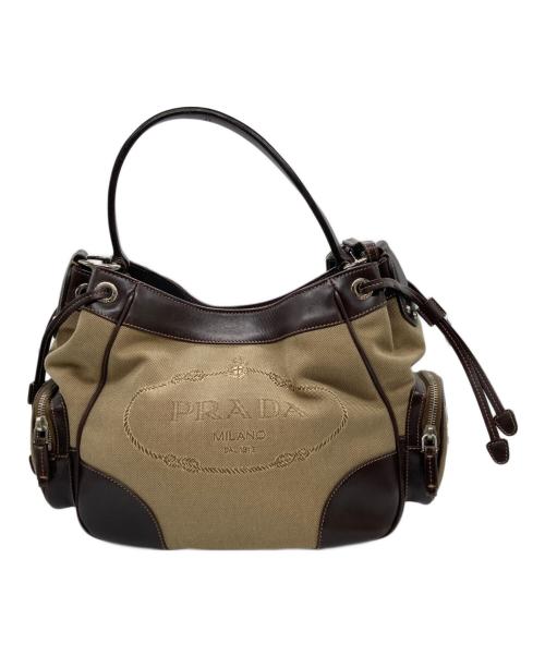 保証書付き PRADA ショルダーバッグ ベージュ 中古・古着通販】PRADA (プラダ) ロゴジャガード ワンショルダーバッグ