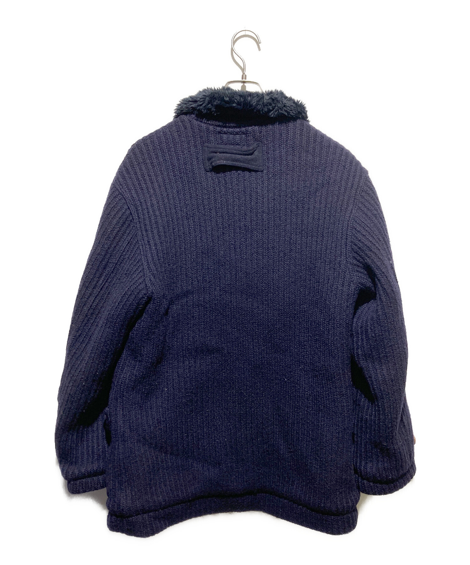 BLUE BLUE ブルーブルー 圧縮 ウール ニット ジャケット 紺 3 L 中古・古着通販】BLUE BLUE (ブルーブルー) チンスト圧縮ニット