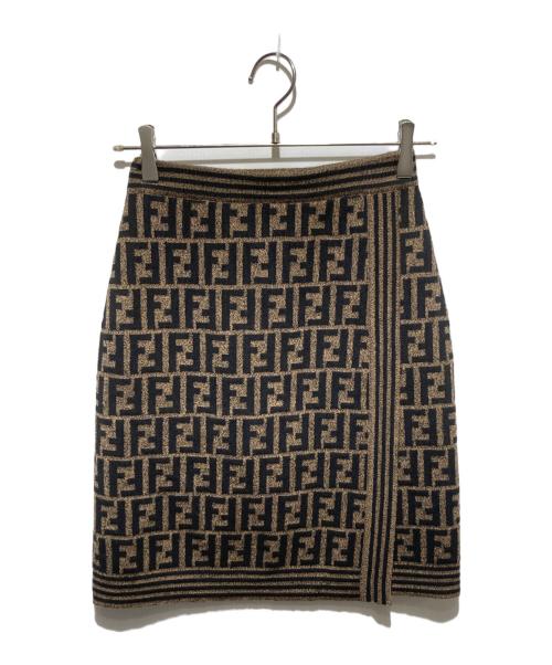 FENDI スカート　40　ヴィンテージ 中古・古着通販】FENDI (フェンディ) ズッカ柄ニットスカート ブラック