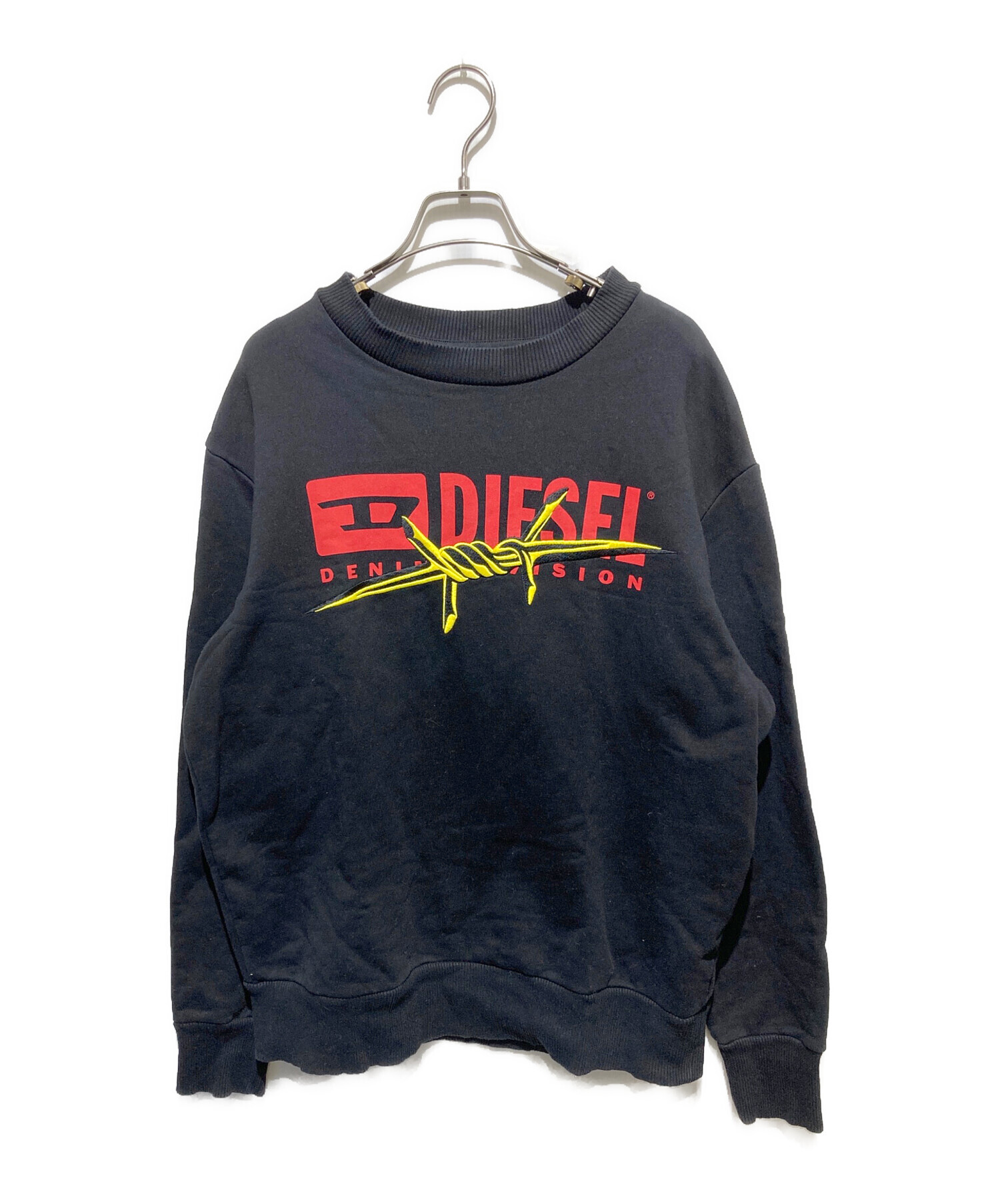 DIESEL ブラック クルーネック スウェット 中古・古着通販】DIESEL (ディーゼル) ビックロゴクルーネック