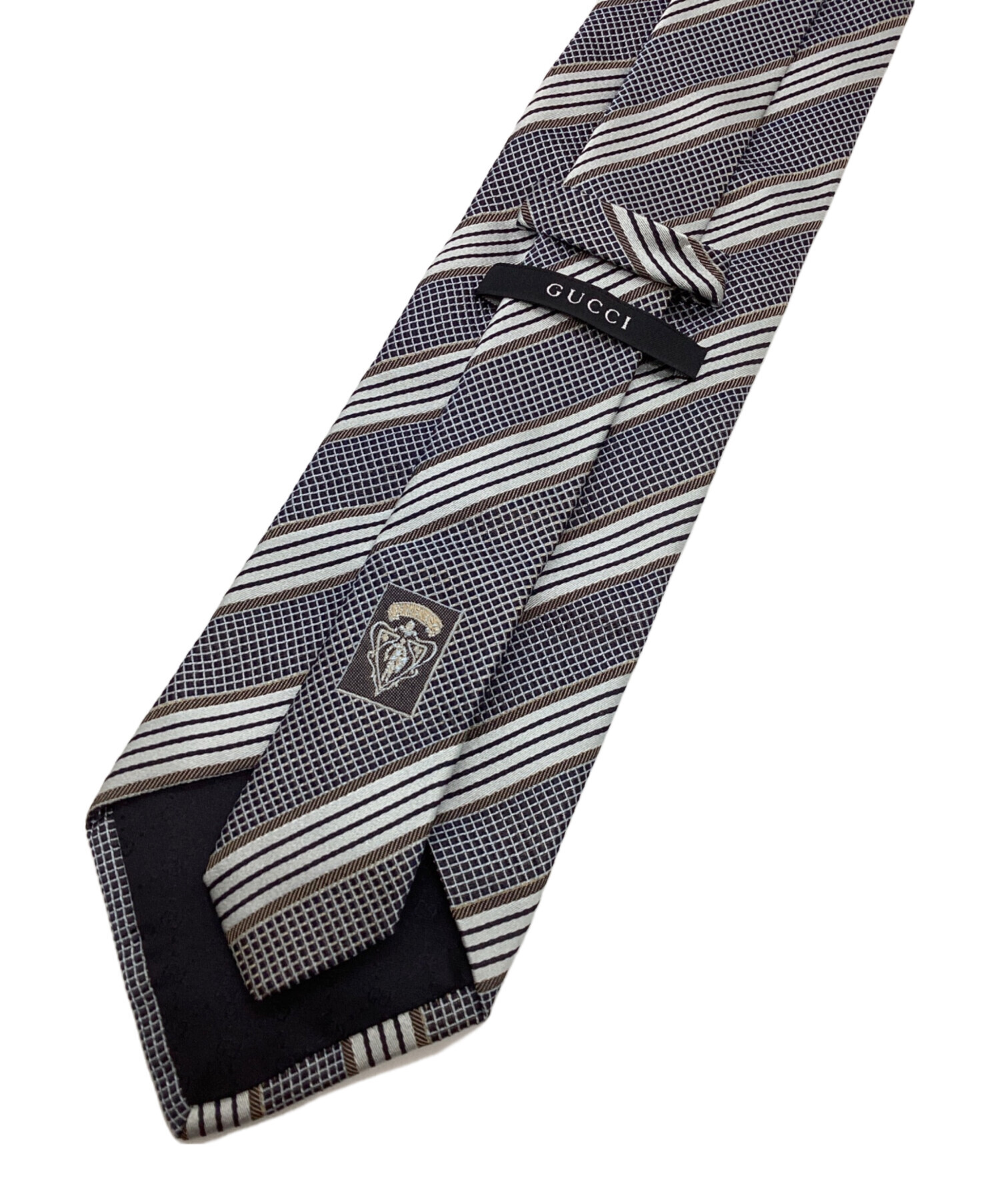 GUCCI シルク ネクタイ グレー 中古・古着通販】GUCCI (グッチ) シルクネクタイ グレー サイズ