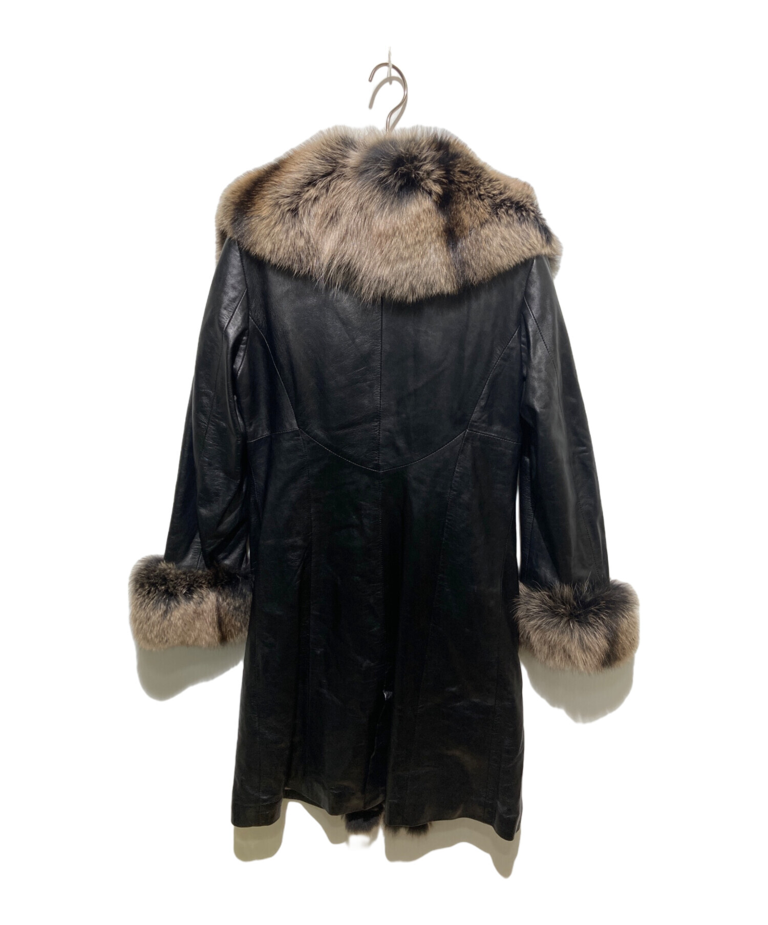 中古・古着通販】VERA PELLE (ベラペレ) レザーファーコート ブラック
