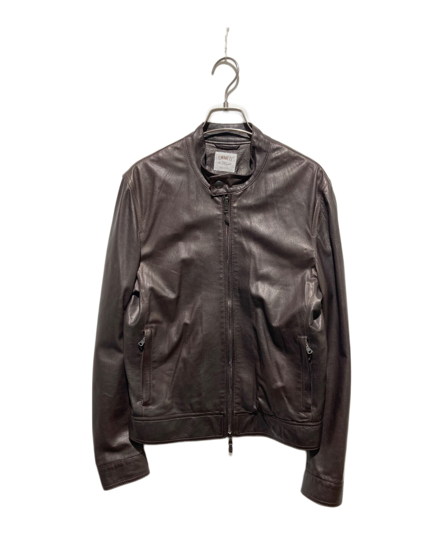 【未使用・タグ付】EMMETI　シングルライダース　JURI　46　グレー系 中古・古着通販】EMMETI (エンメティ) ラムレザーシングルライダース