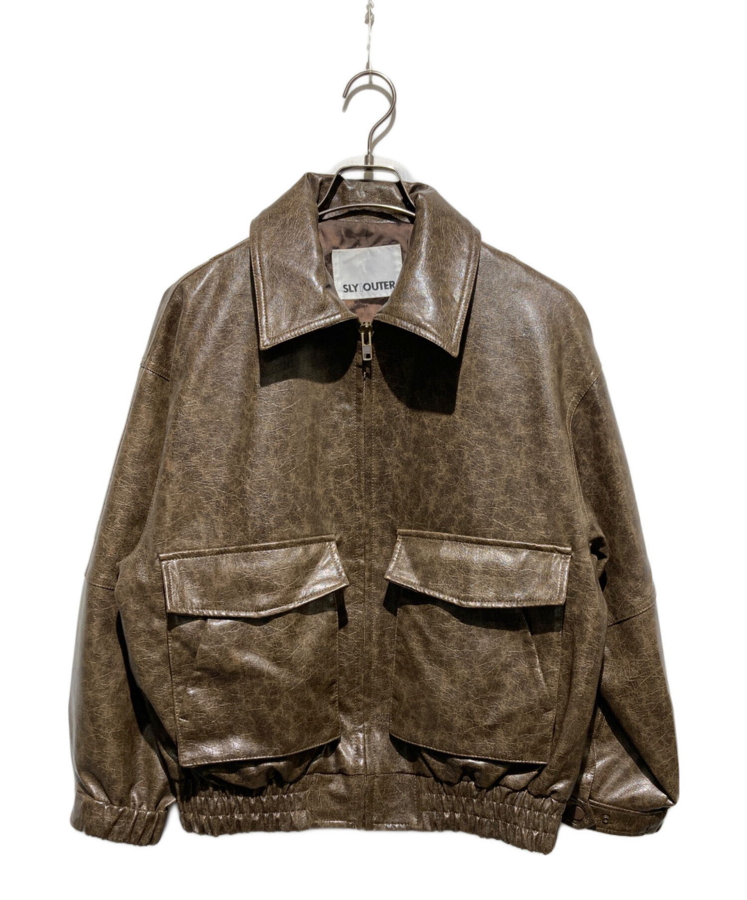 セール中！SLY FAUX LEATHER ZIP UP ブルゾン 中古・古着通販】SLY (スライ) FAUX LEATHER ZIP UP ブルゾン ブラウン
