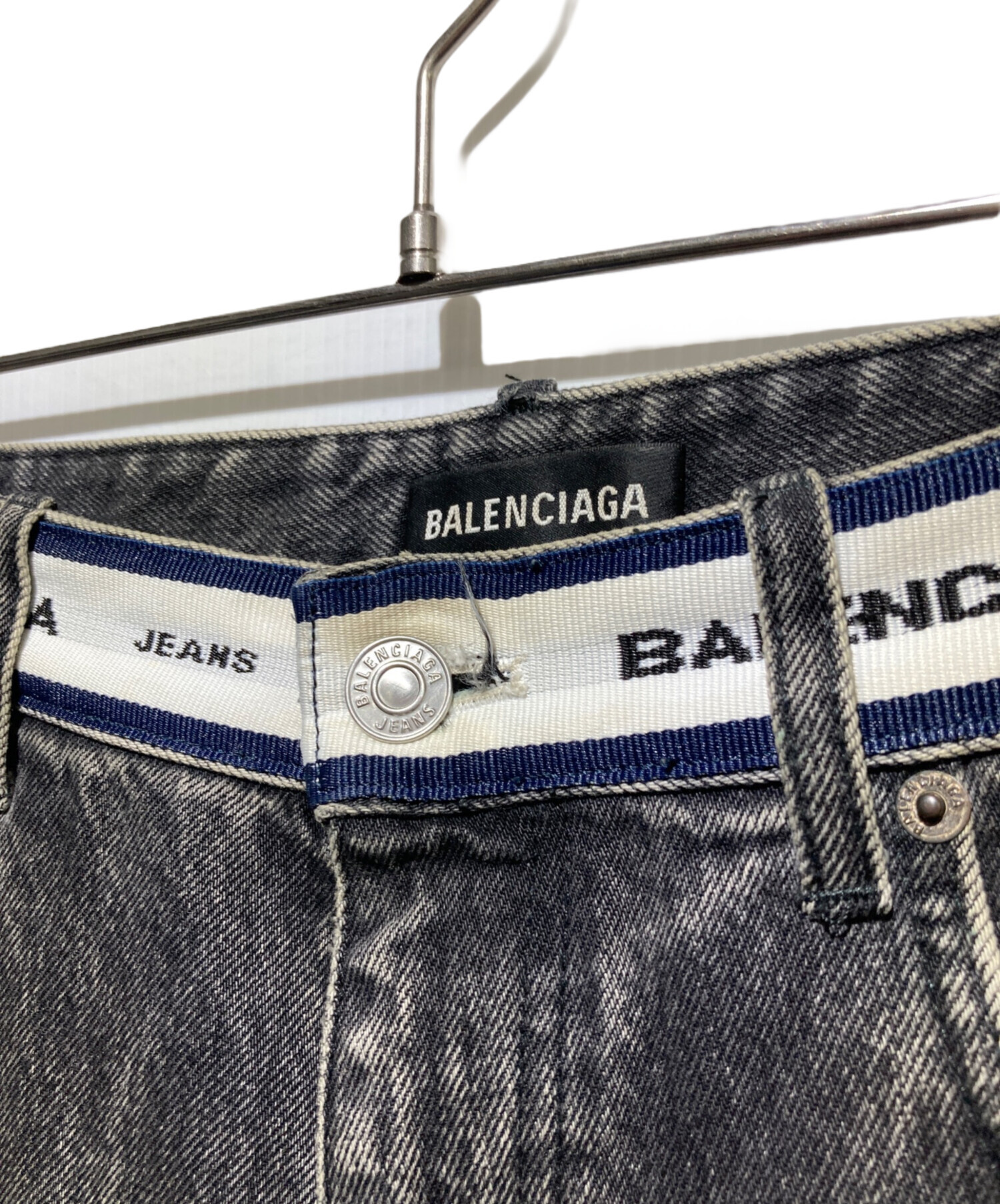 BALENCIAGA UNIFIT デニム グレー XS 中古・古着通販】BALENCIAGA UNIFIT (バレンシアガ) 21SS ウエストロゴ