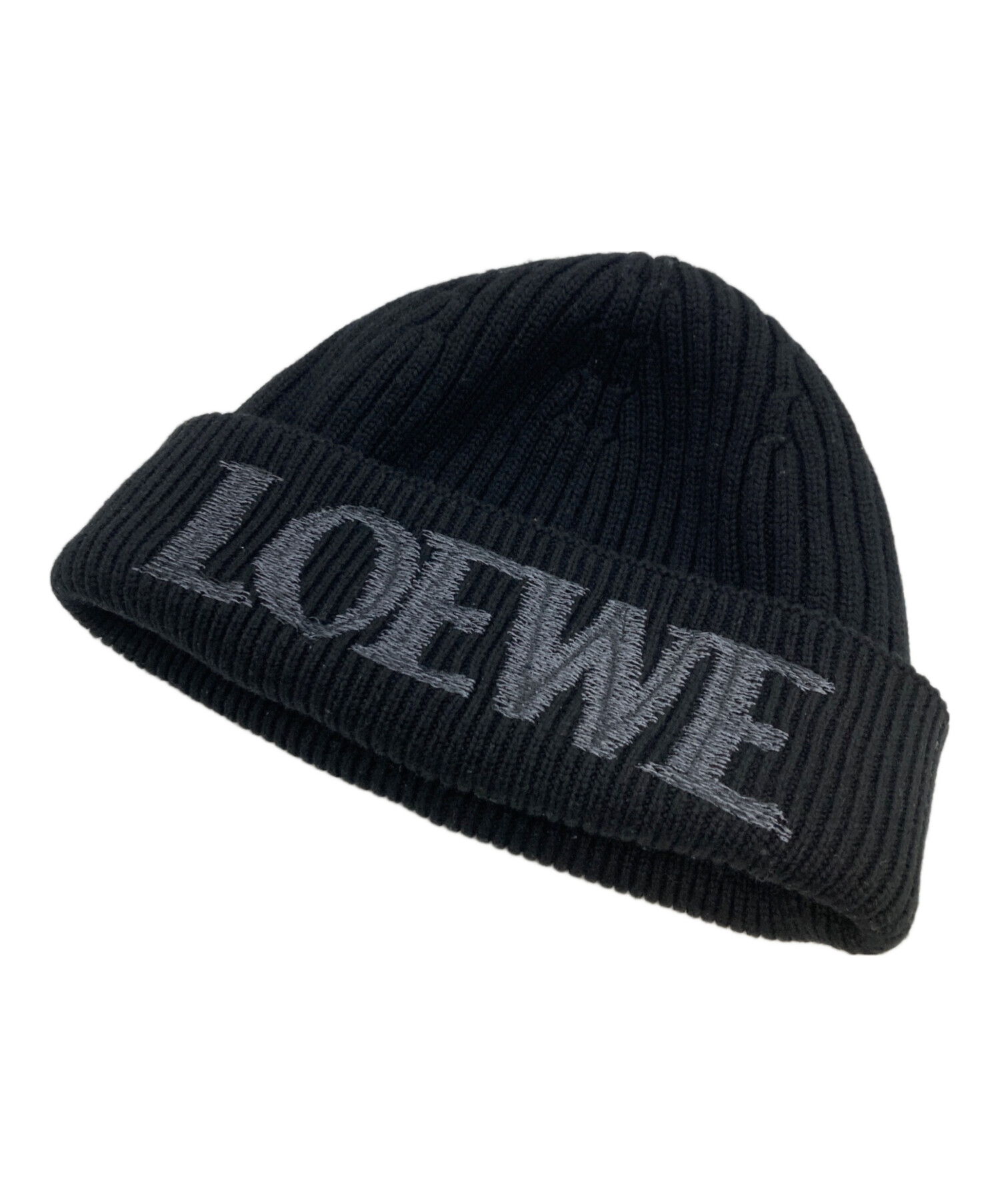 中古・古着通販】LOEWE (ロエベ) ニット帽/ロゴビーニー ブラック