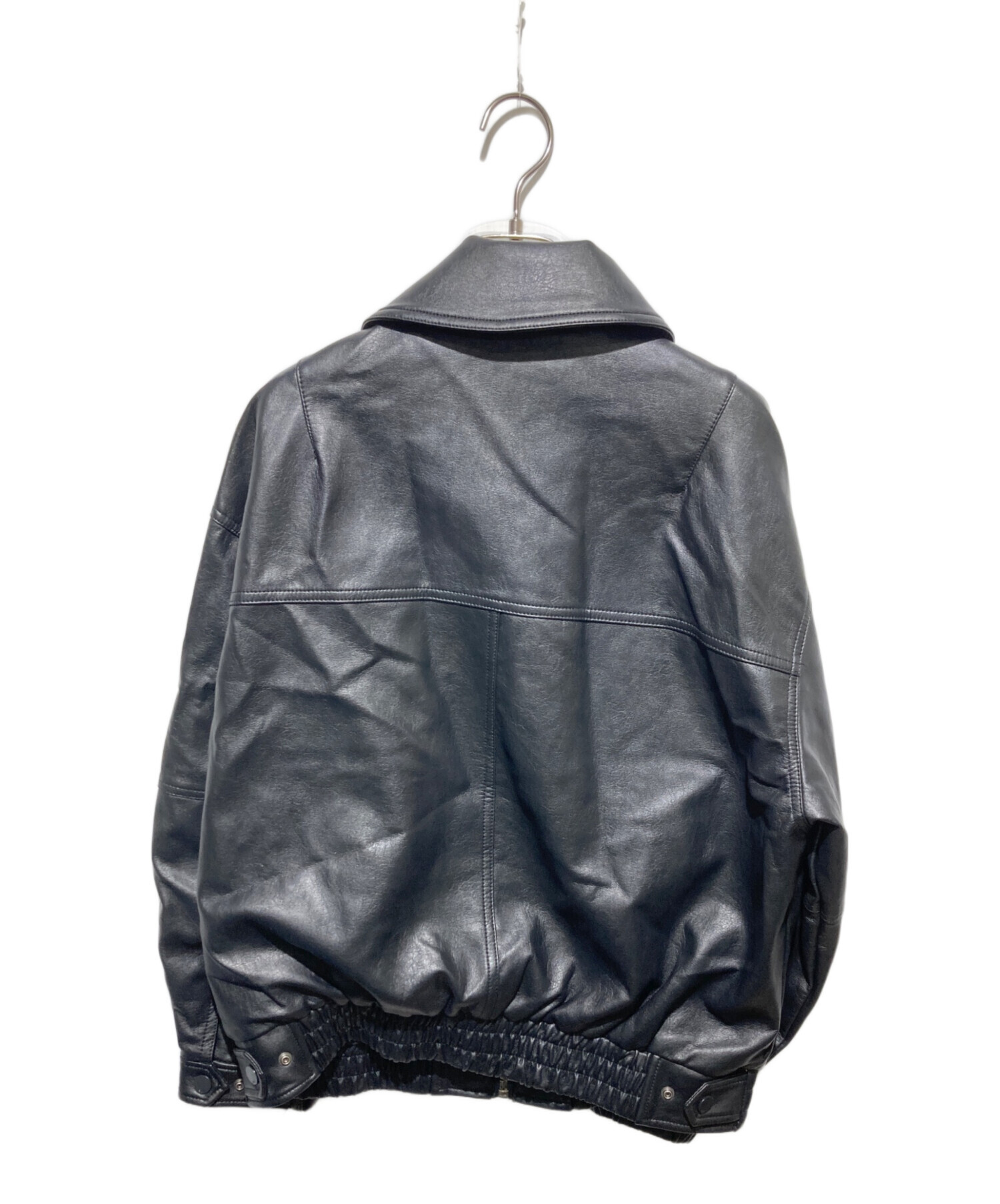 中古・古着通販】SLY (スライ) FAUX LEATHER ZIP UP ブルゾン ブラック