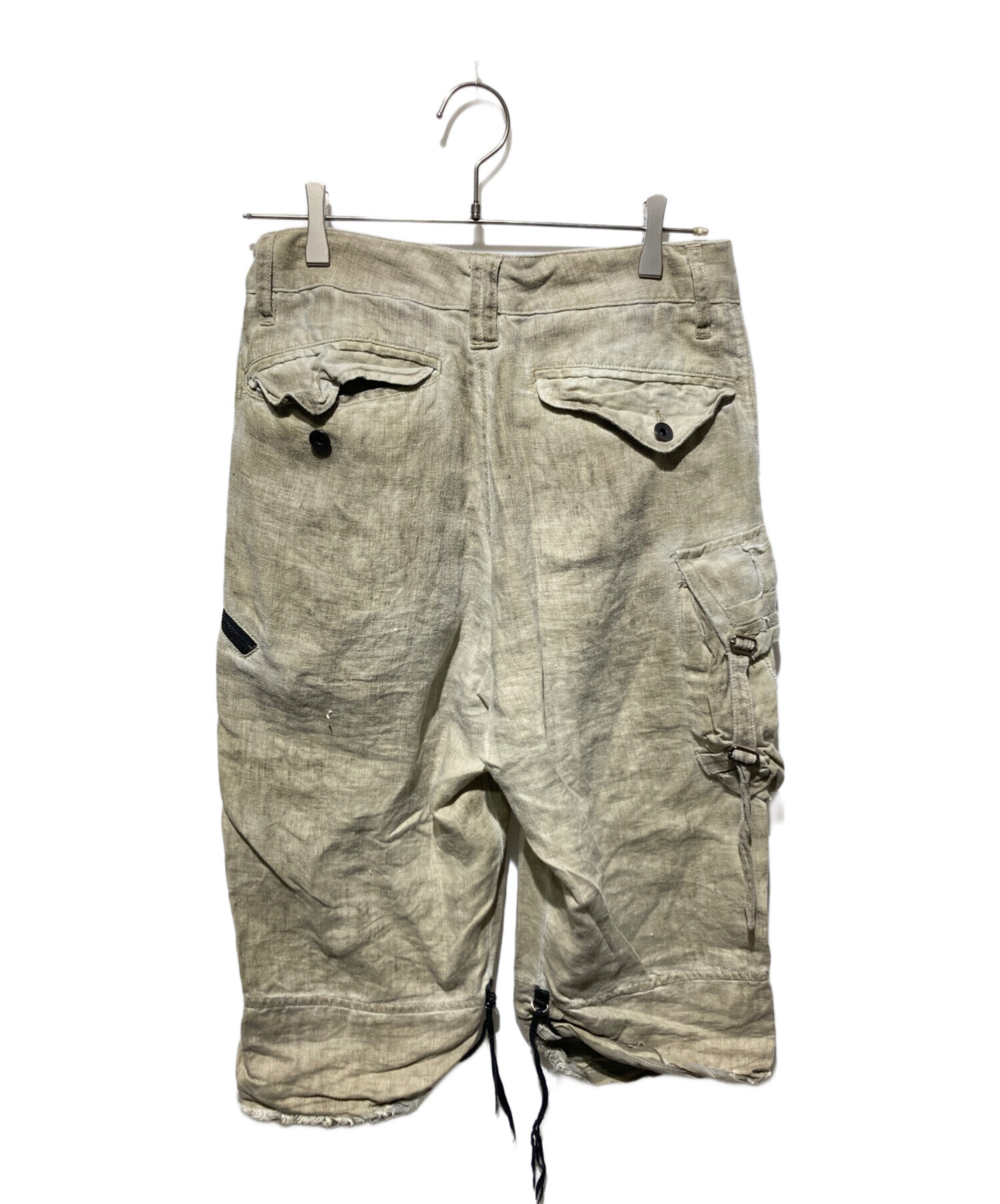 中古・古着通販】KMRii (ケムリ) レーヨンハーフカーゴパンツ ベージュ