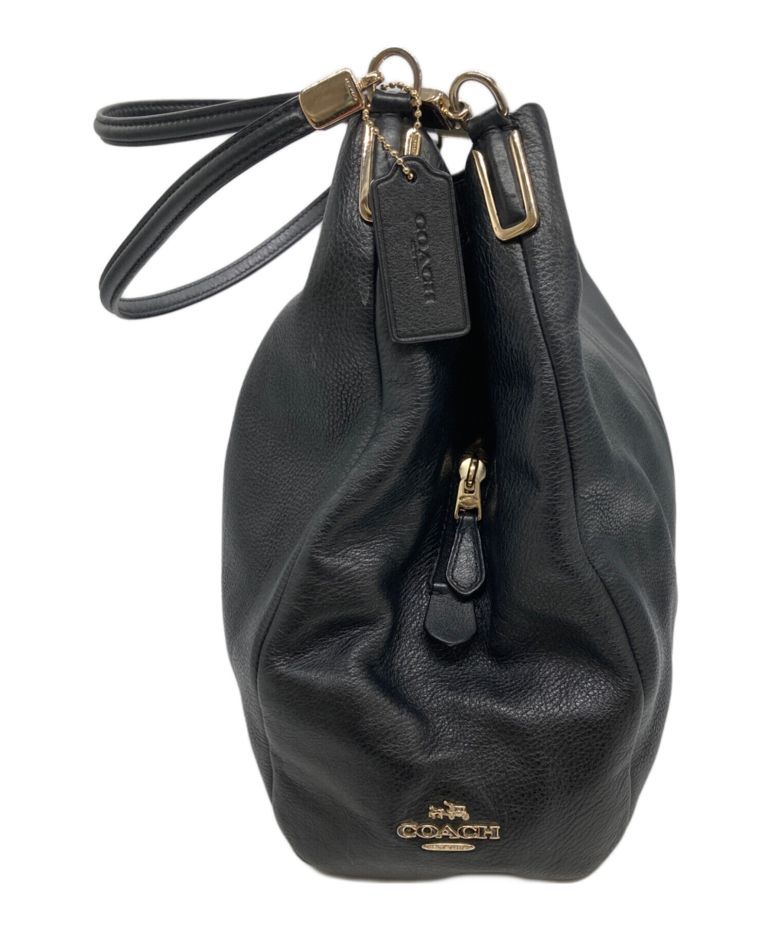 COACHマディソンレザー　ブラック　 ショルダーバッグ 中古・古着通販】COACH (コーチ) レザーショルダーバッグ/マディソン