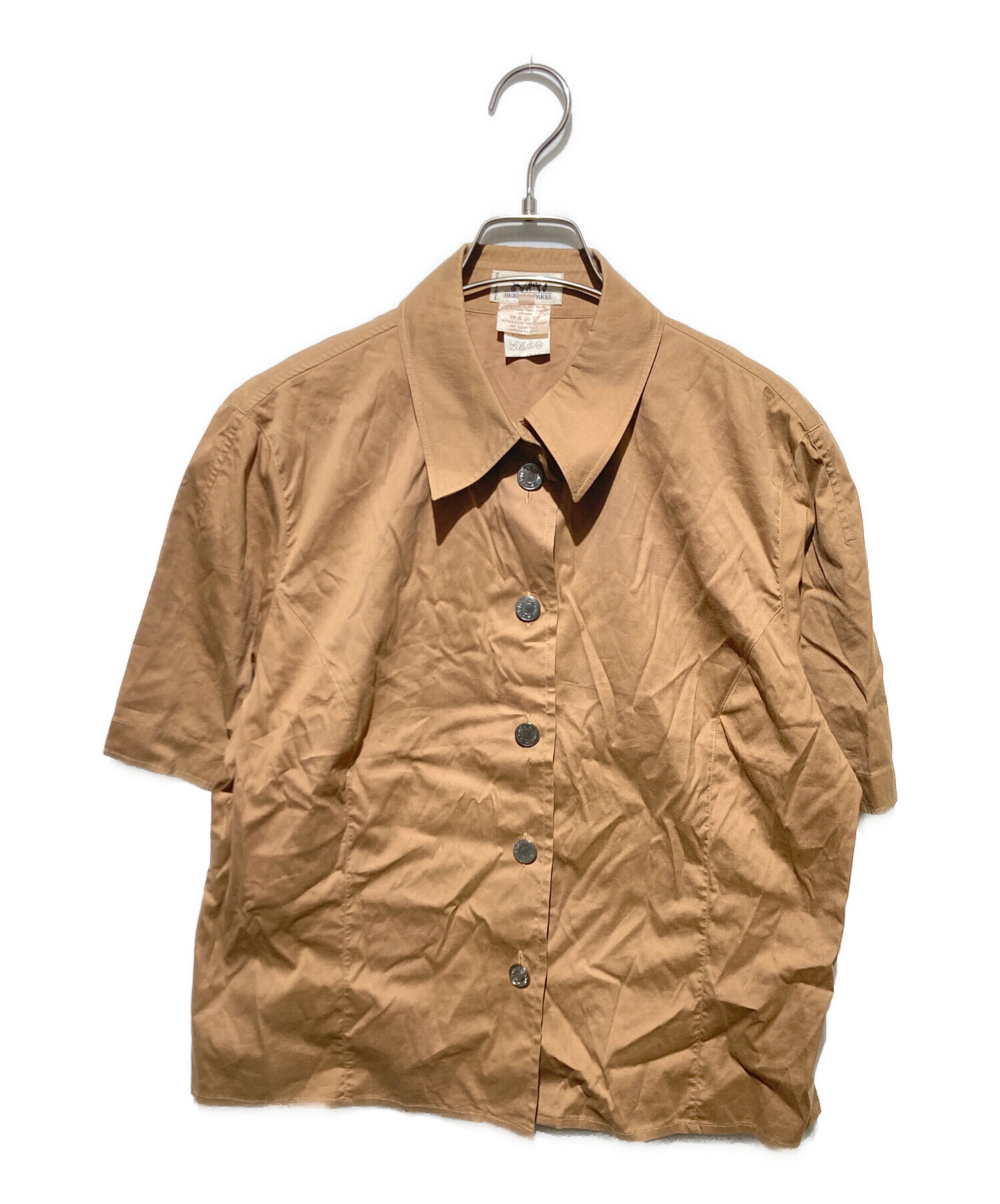 中古・古着通販】HERMES (エルメス) セリエボタン半袖シャツ ブラウン