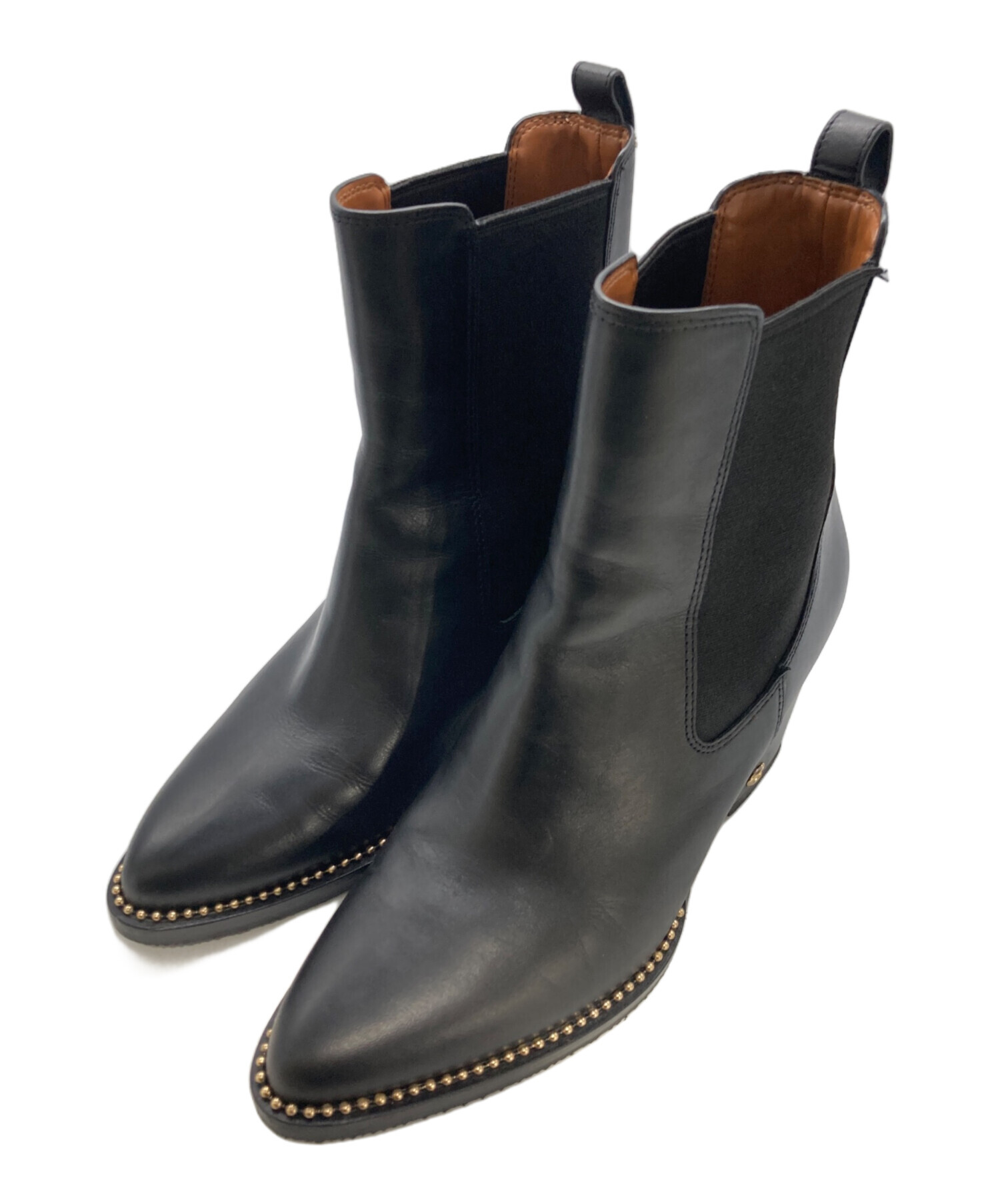 中古・古着通販】COACH (コーチ) ピアス サイドゴア ブーティ ブラック