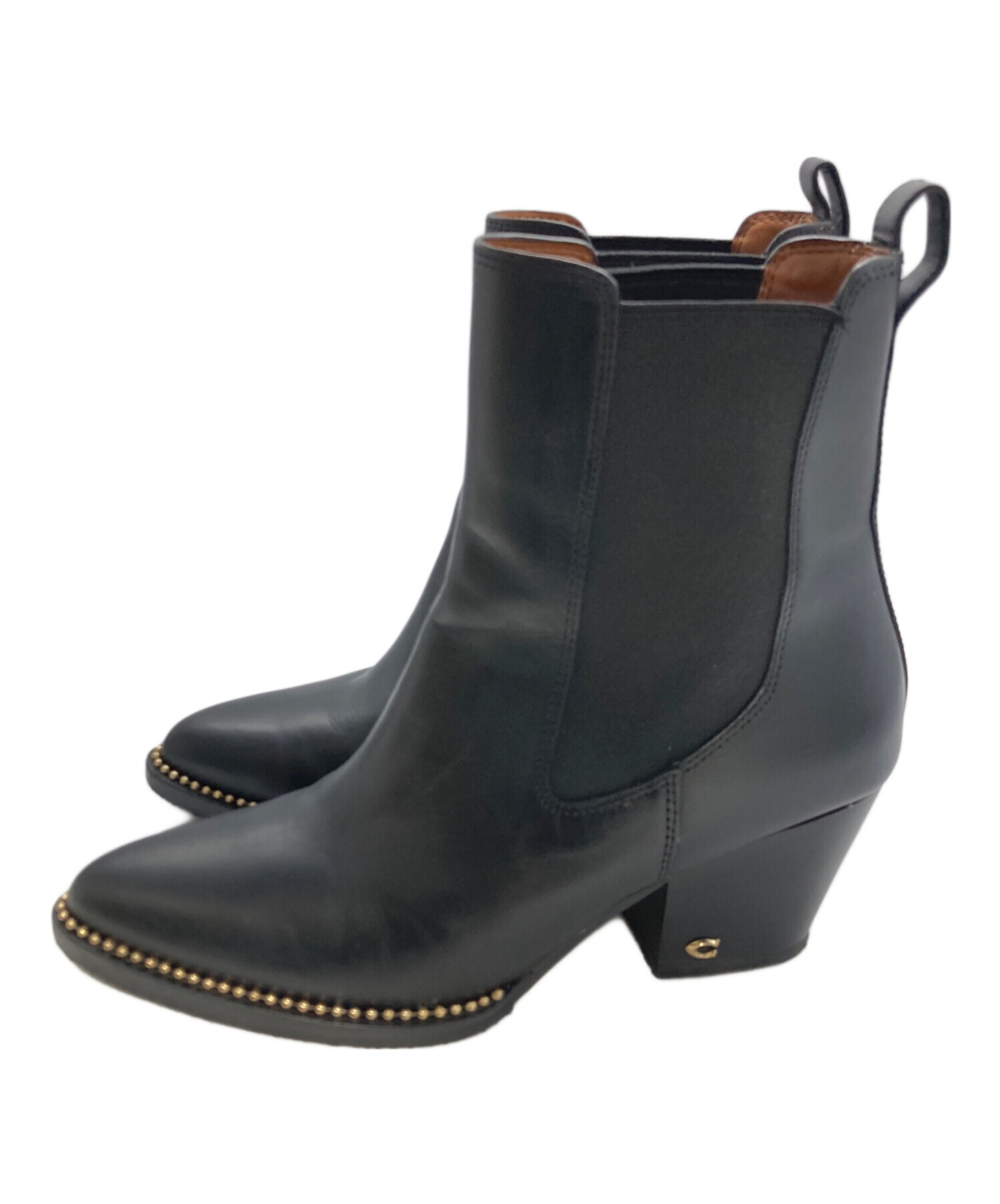 中古・古着通販】COACH (コーチ) ピアス サイドゴア ブーティ ブラック