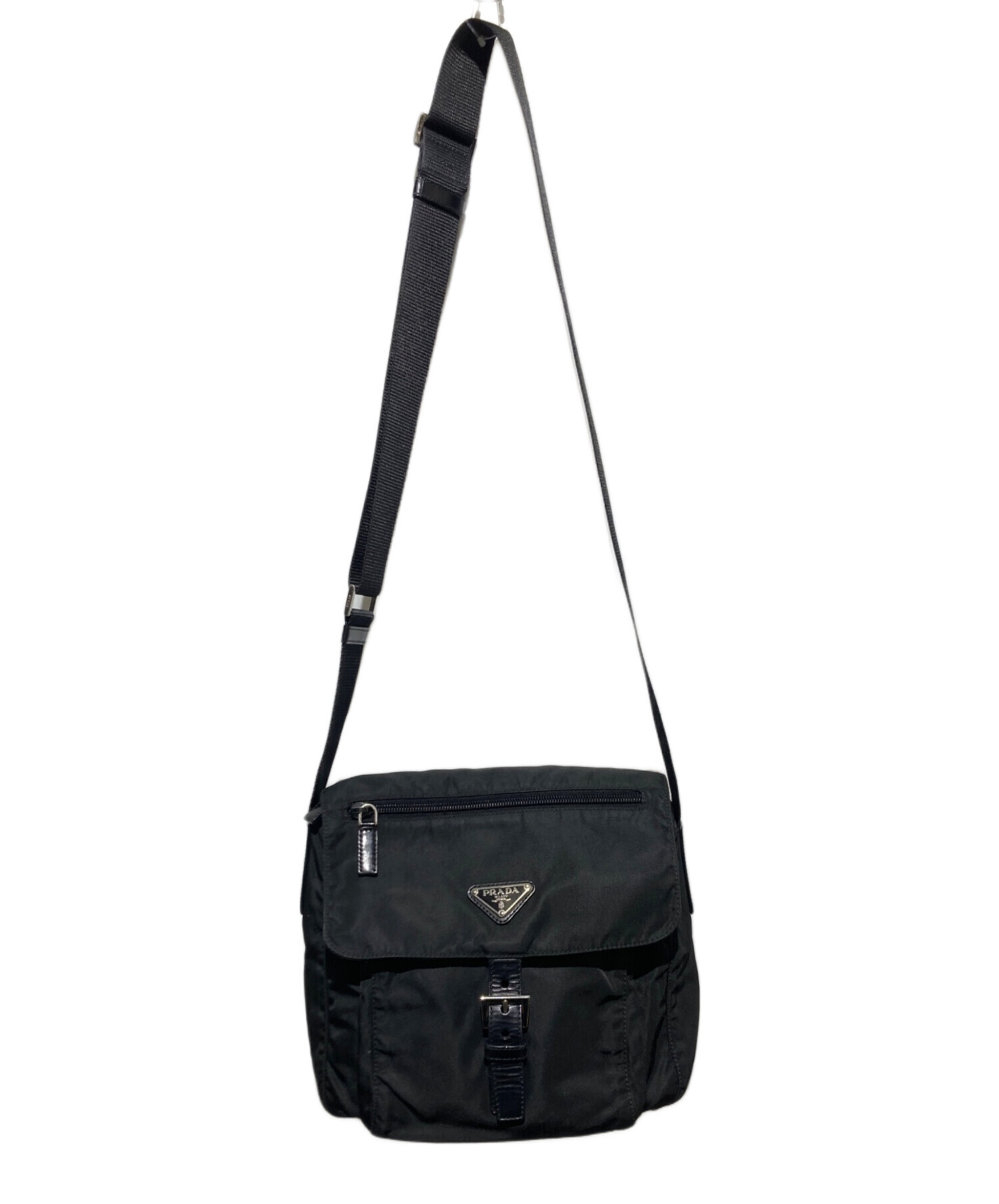PRADAメッセンジャーバッグ（黒） （BT6671）三角プレート⚫︎中古品 PRADA（プラダ） 【中古】プラダ BT6671 バッグ メッセンジャー 斜め