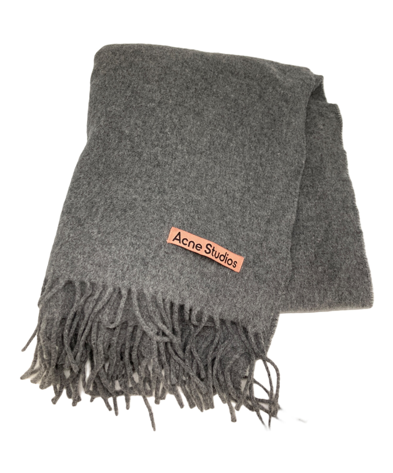 Acne Studios グレー マフラー ウール フリンジ付き 中古・古着通販
