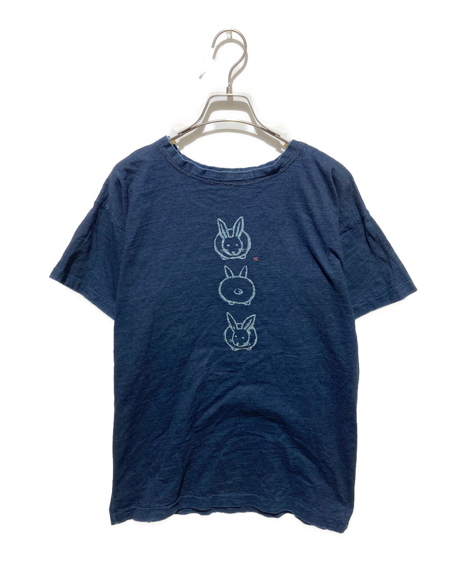 45R 45rpm うさぎ Tシャツ/インディゴ染めプリント/サイズ4/Lサイズ 中古・古着通販】45R (フォーティファイブ・アール) インディゴ染め