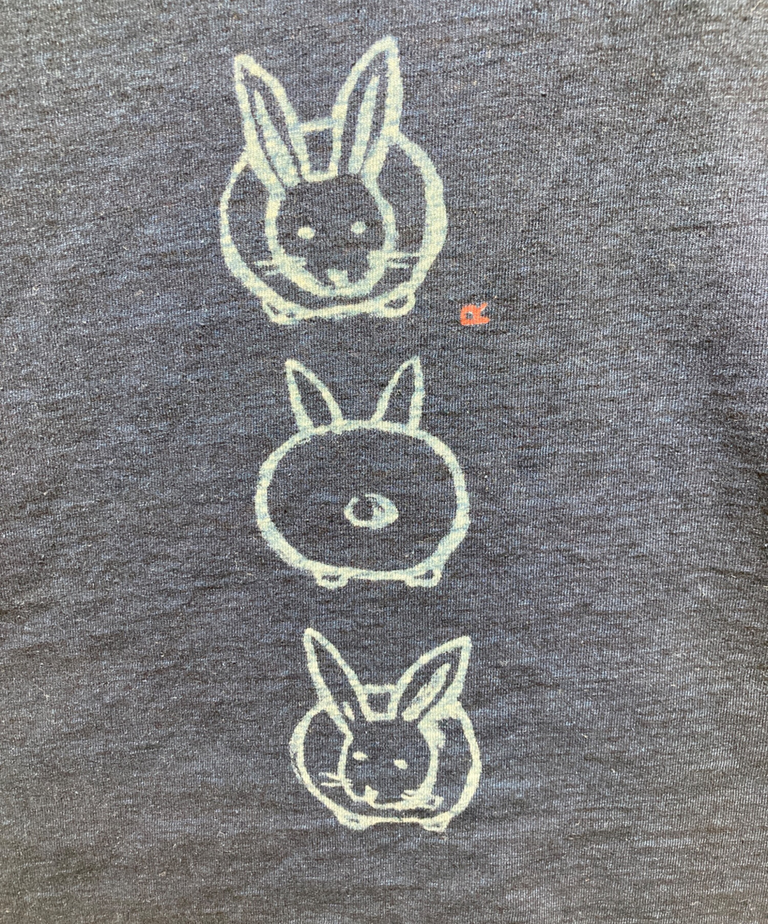 45R 45rpm うさぎ Tシャツ/インディゴ染めプリント/サイズ4/Lサイズ 中古・古着通販】45R (フォーティファイブ・アール) インディゴ染め