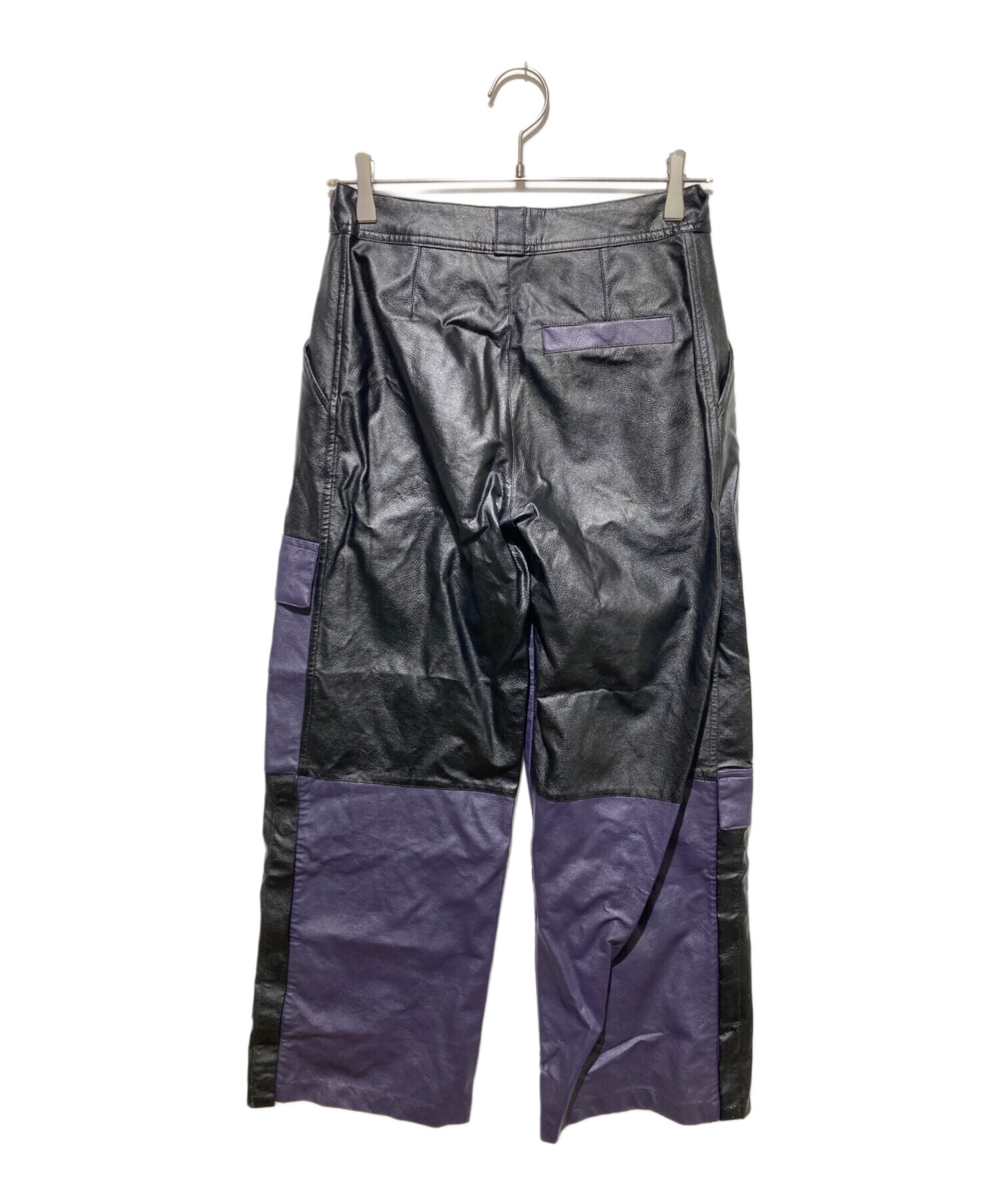 中古・古着通販】JORDAN (ジョーダン) フェイクレザーパンツ ブラック