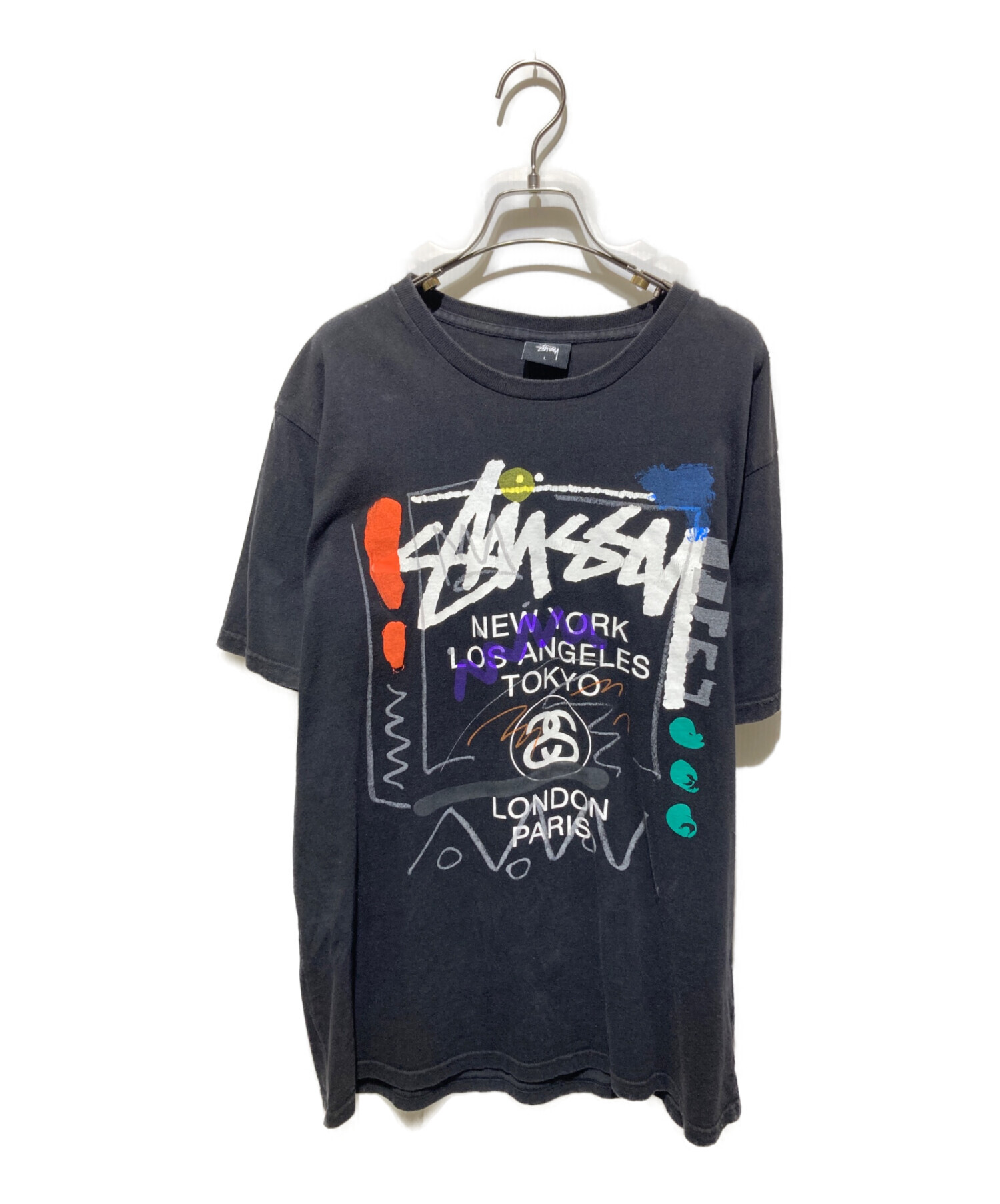 中古・古着通販】stussy (ステューシー) プリントTシャツ ブラック 