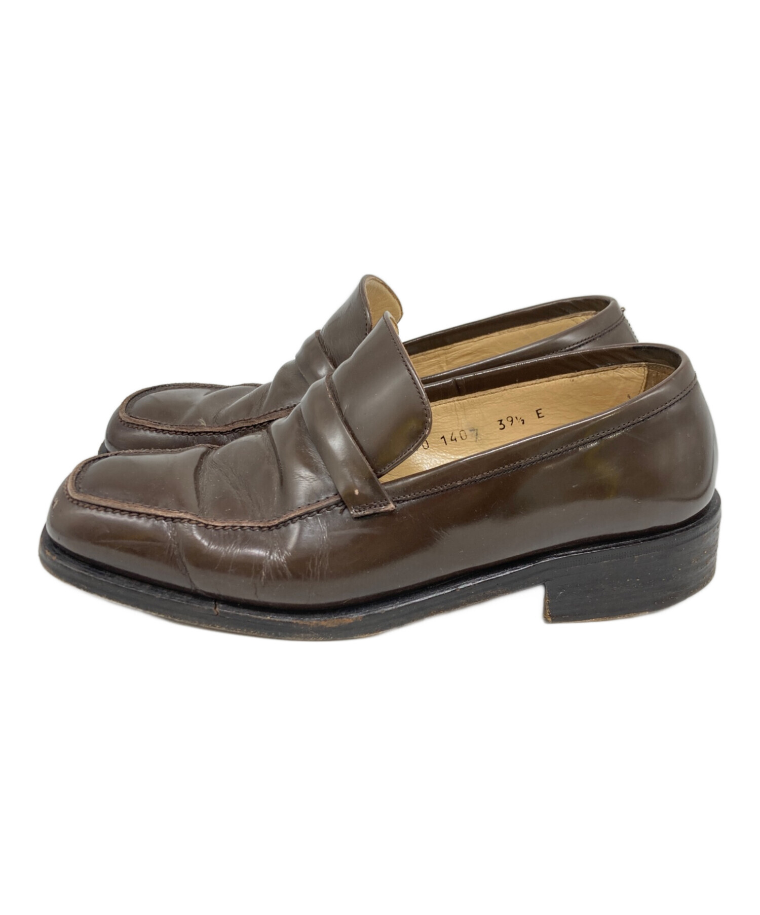 未使用GUCCI ダークブラウン スクエアトゥ ハイヒール37.5 中古・古着通販】GUCCI (グッチ) スクエアトゥローファー ブラウン