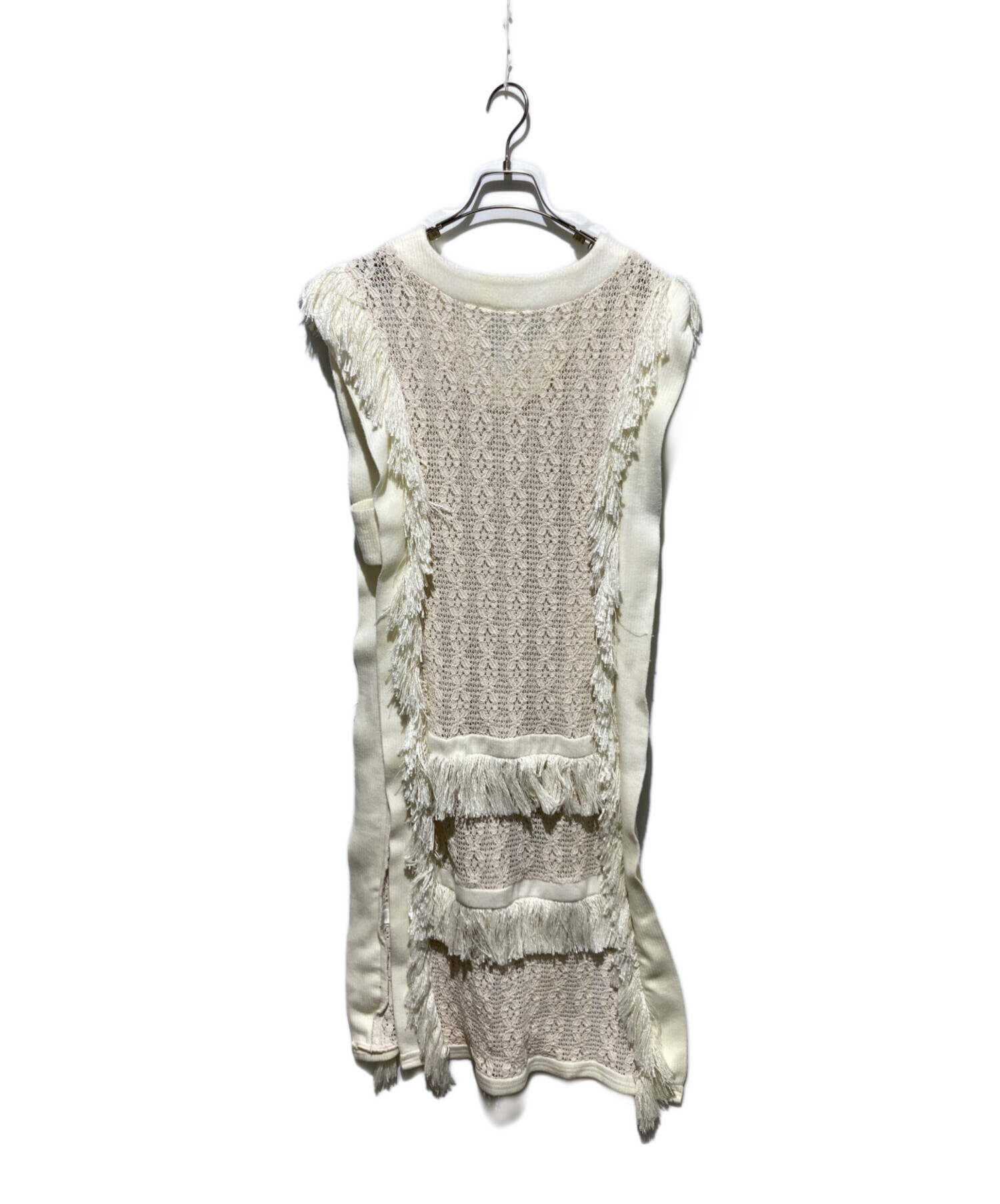 【新品タグ付き】Acka mesh fringe long vest 中古・古着通販】Acka. (エーシーケーエー) ロングフリンジベスト/mesh