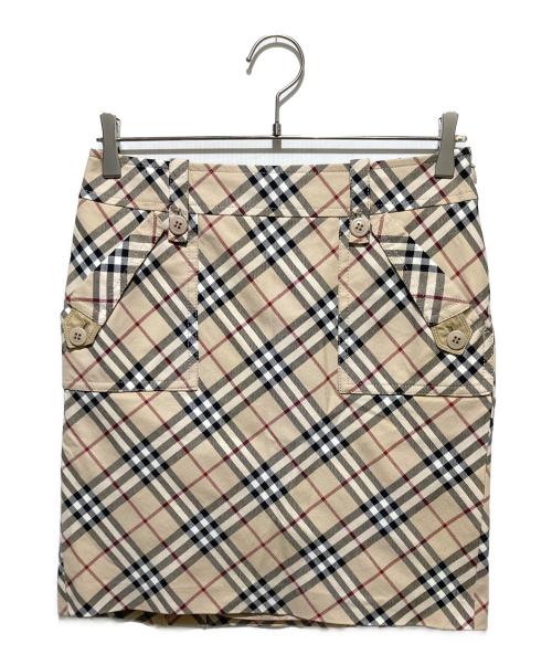 2024人気No.1の BURBERRY BLUE 38 ノバチェック ミニスカート LABEL