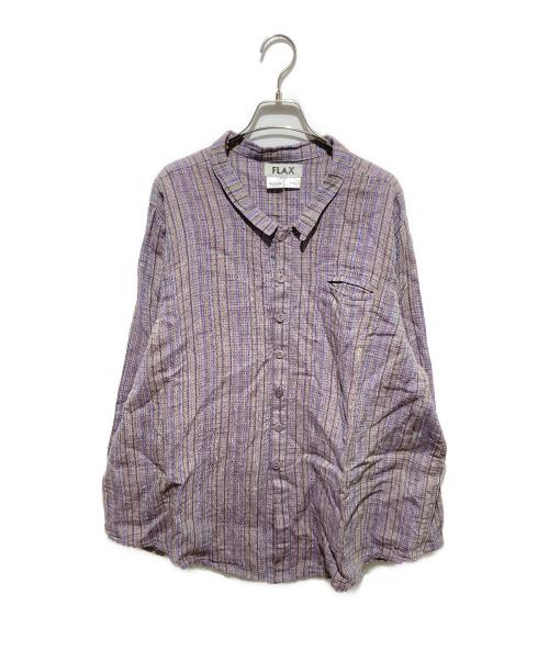 FLAX 100%リネン 杢パープル ジップ　ジャケット M 古着　グレー 3086001046299370_01_6541w.jpeg