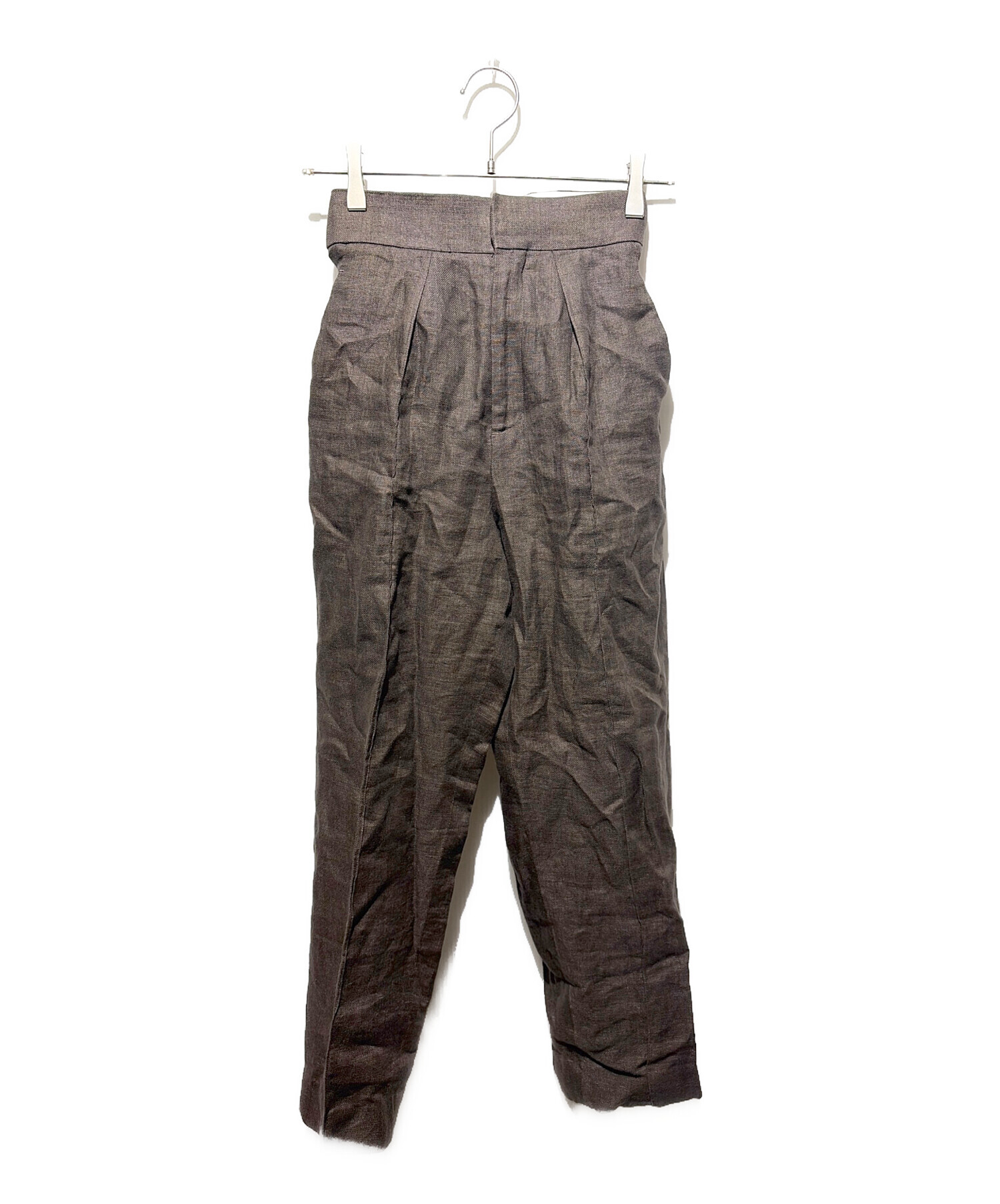 中古・古着通販】EBURE (エブール) リネンベルテッドタックパンツ