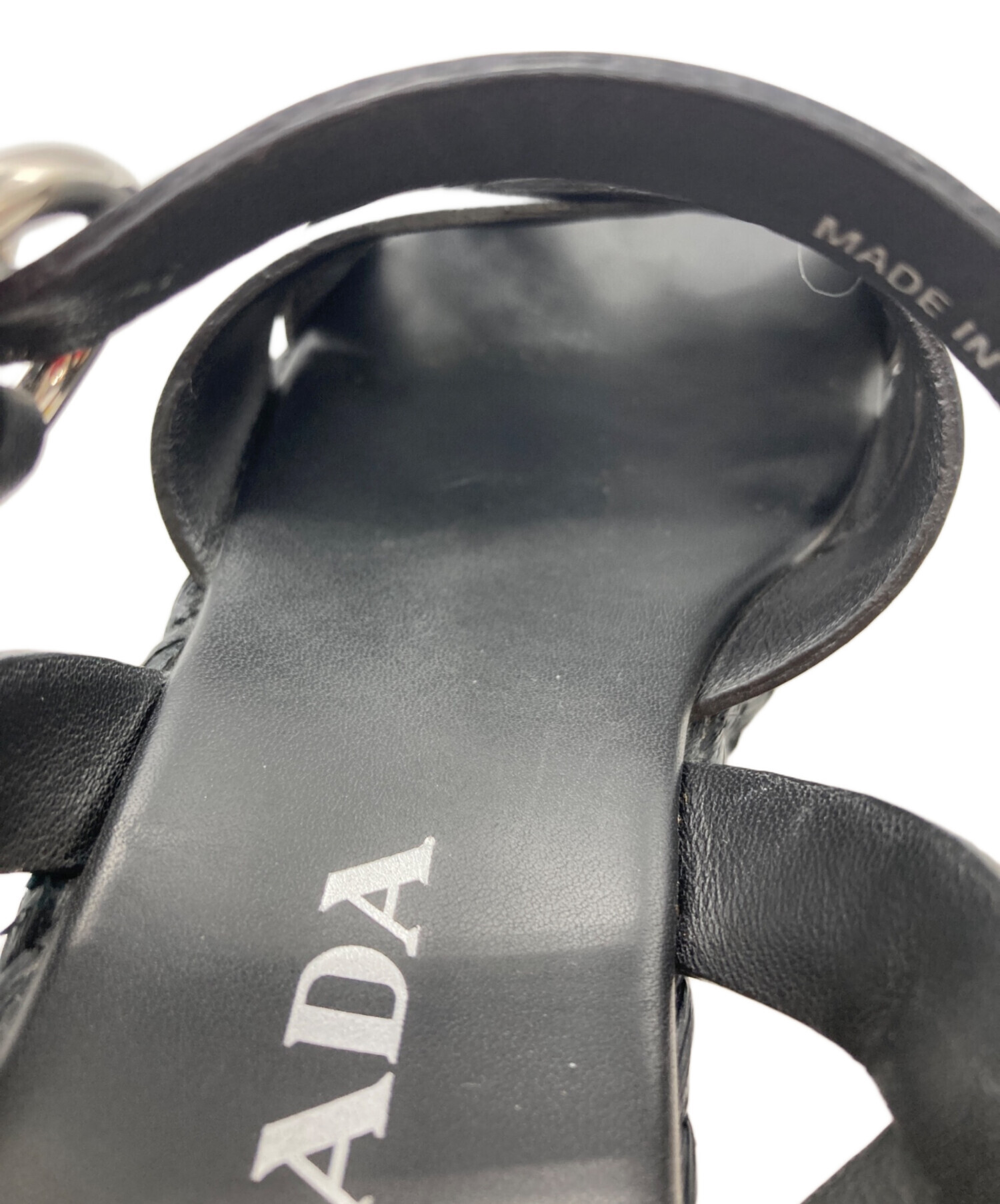 中古・古着通販】PRADA (プラダ) エスパドリーユ厚底サンダル ブラック 中古・古着通販】PRADA (プラダ) エスパドリーユ厚底サンダル ブラック
