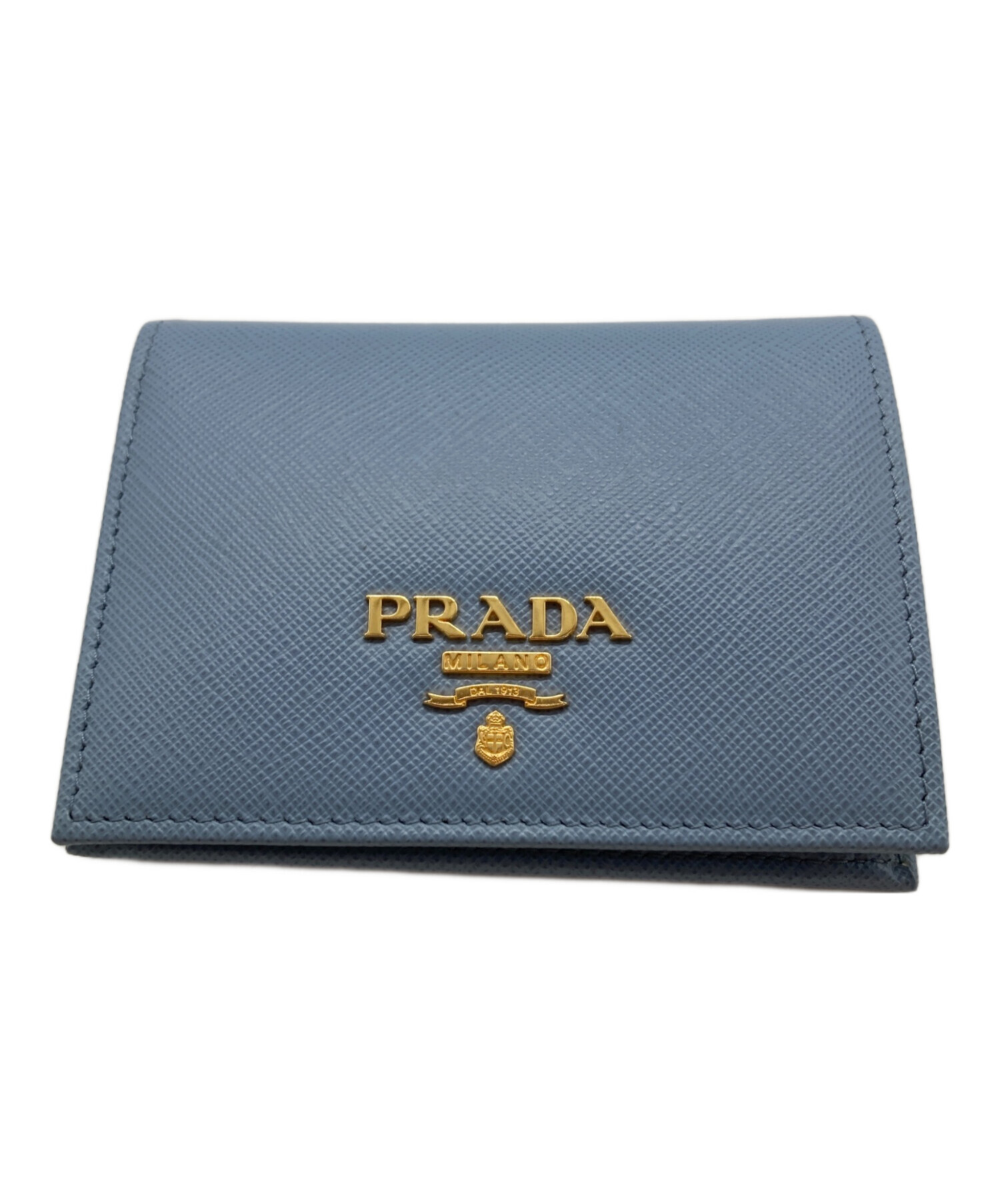 最終値下げ プラダ PRADA  サフィアーノ トライアングル ブルー 中古・古着通販】PRADA (プラダ) サフィアーノトライアングル 財布