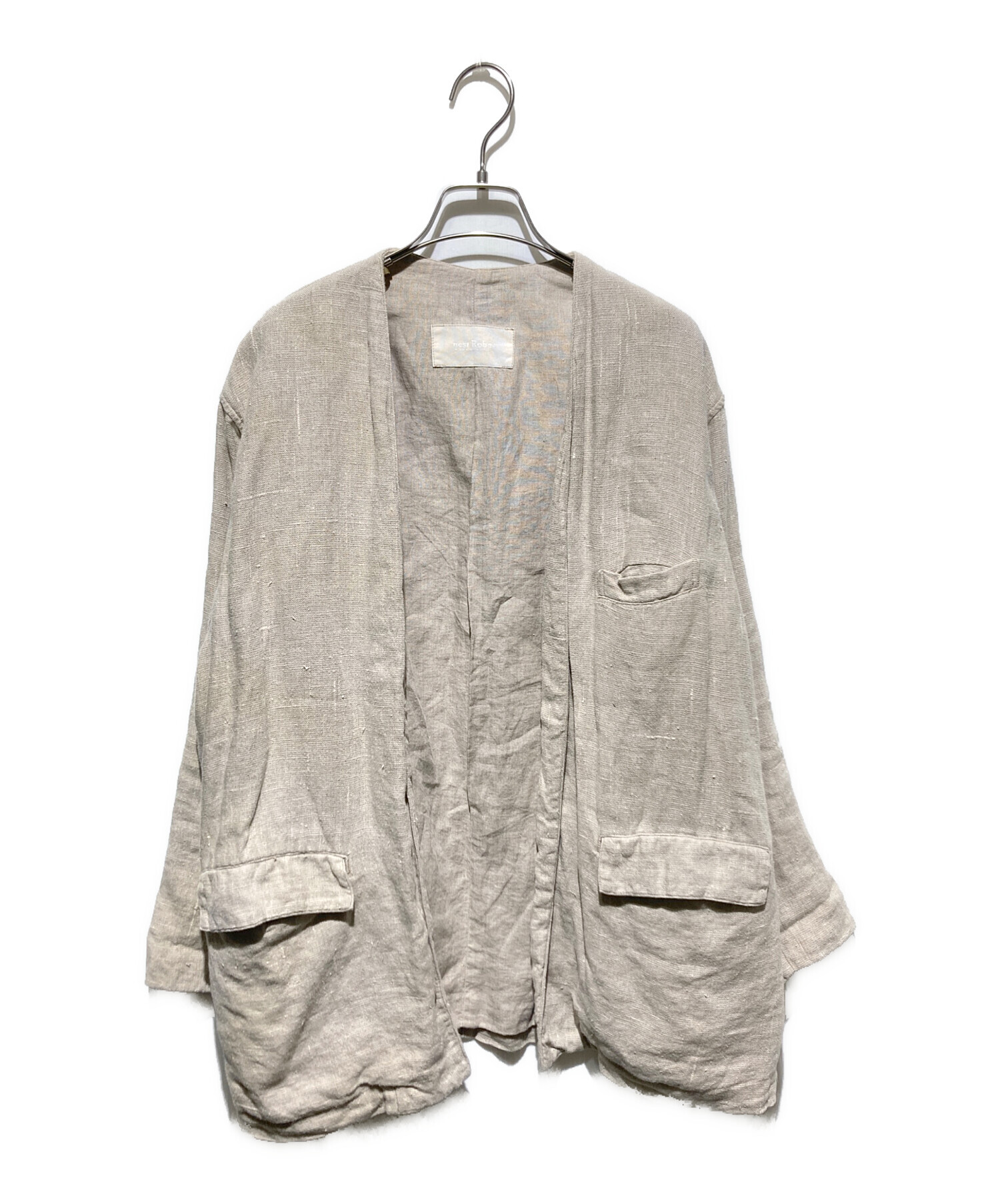 nest Robe ネストローブ リネンジャケット ベージュ 中古・古着通販】nest Robe (ネストローブ) リネンシルクカラーレス