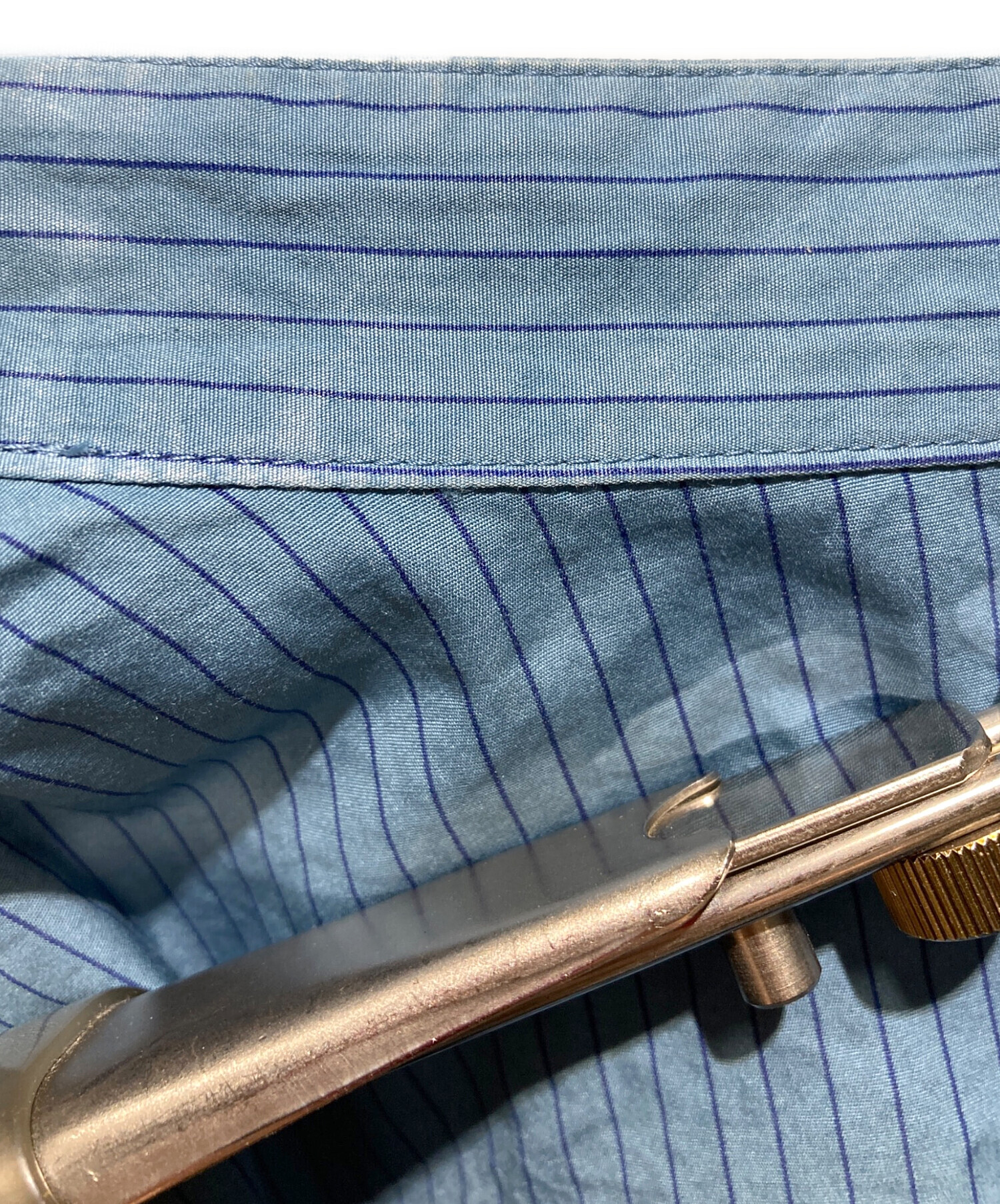 中古・古着通販】YOKE (ヨーク) Garment Dye Stripe Band Collar Shirt