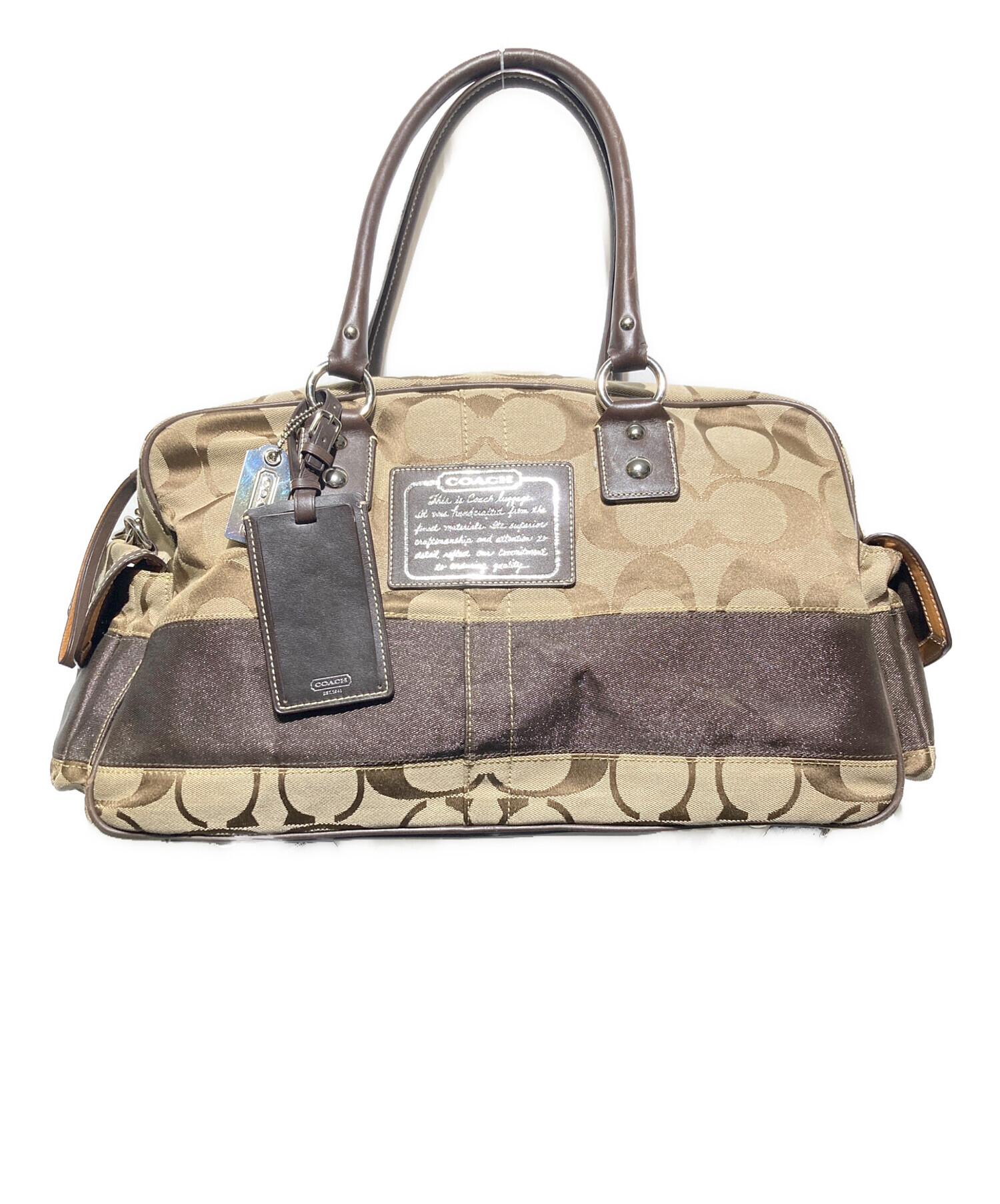 中古・古着通販】COACH (コーチ) シグネチャーボストンバッグ ベージュ