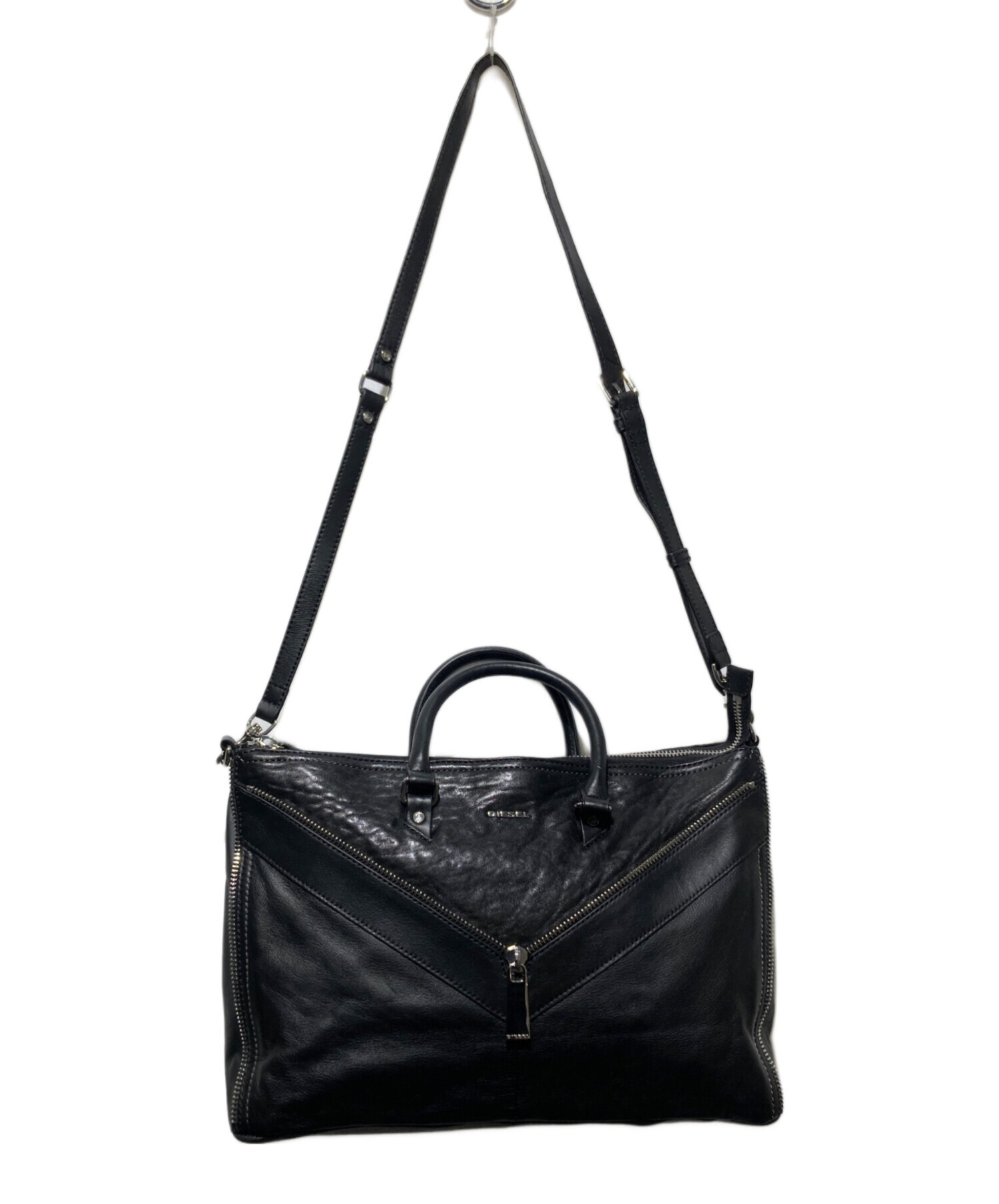 DIESEL ディーゼル レ ジッパー 2way ブラック 黒 シルバー金具 レザー X03628 ショルダーバッグ トートバッグ レディース 600686 【中古】 DIESEL ディーゼル ショルダーバッグ ハンドバッグ 2way LE-ZIPPER